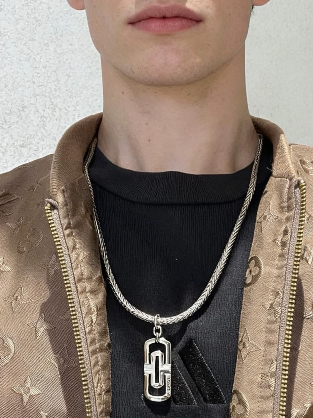 Bvlgari Bulgari Sterling Silver Chain with Logo Pendant