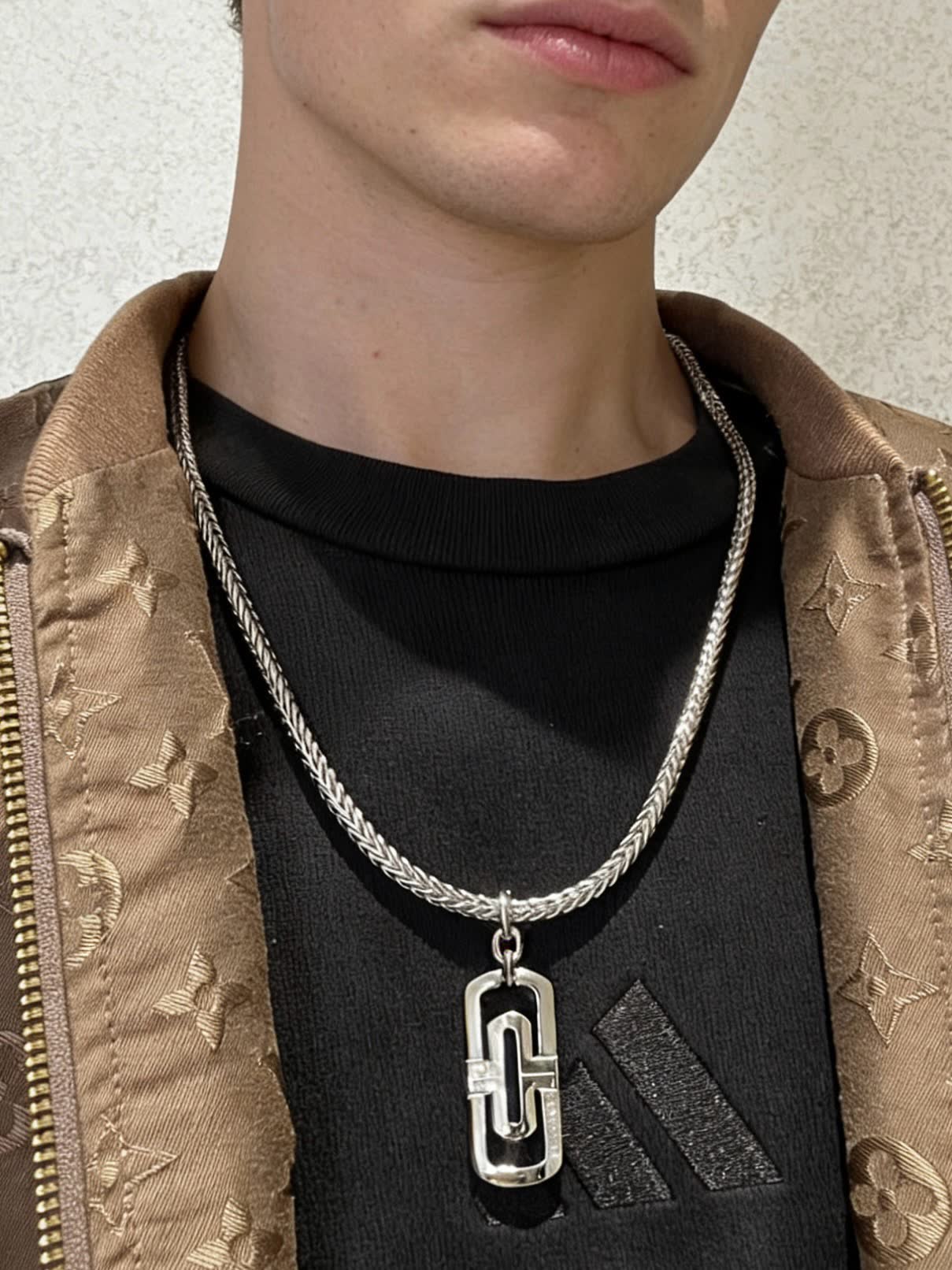 Bvlgari Bulgari Sterling Silver Chain with Logo Pendant