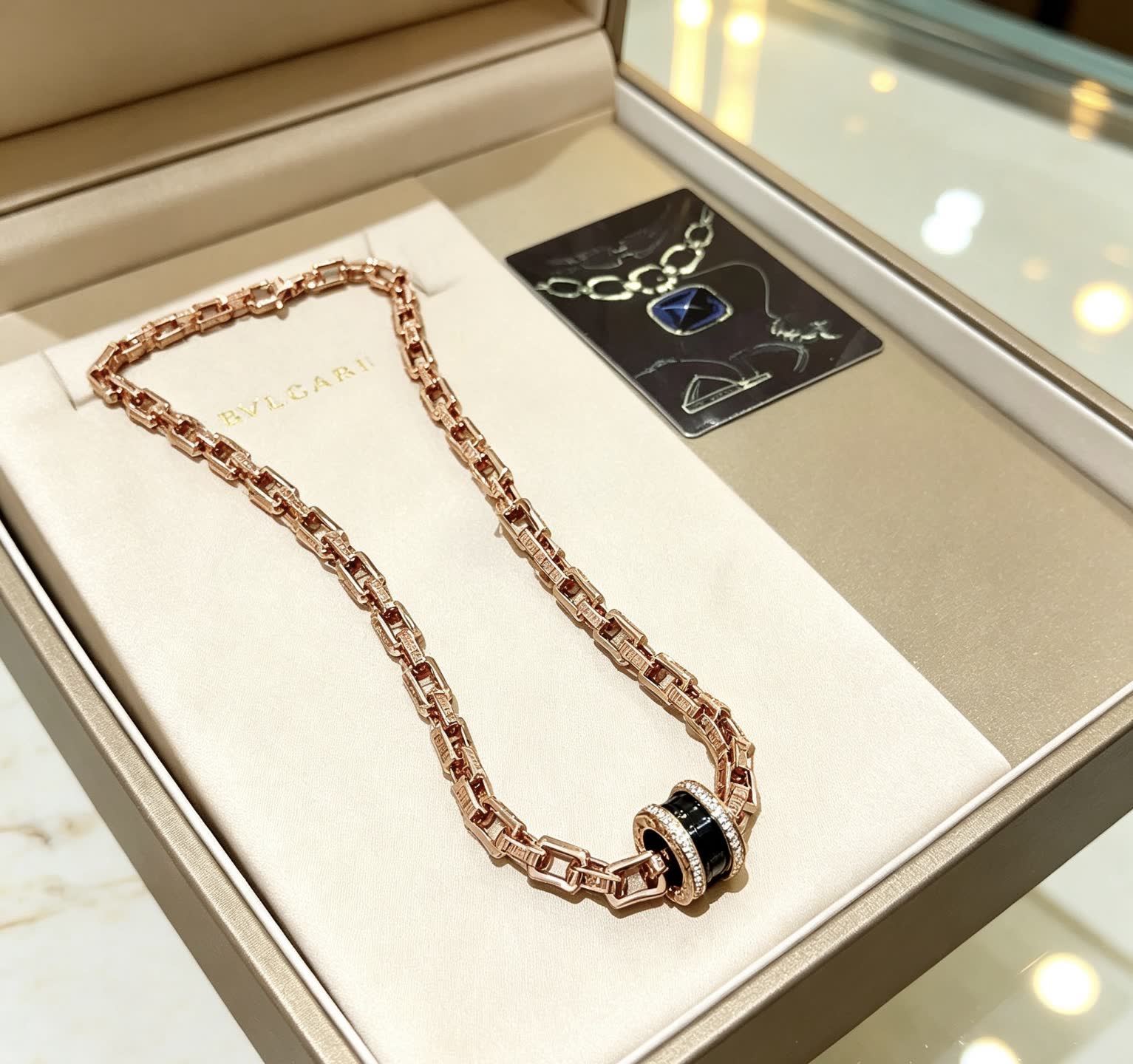 Bvlgari Rose Gold Necklace with Black Onyx and Diamonds Bvlgari Rose Gold Necklace with Black Onyx and Diamonds