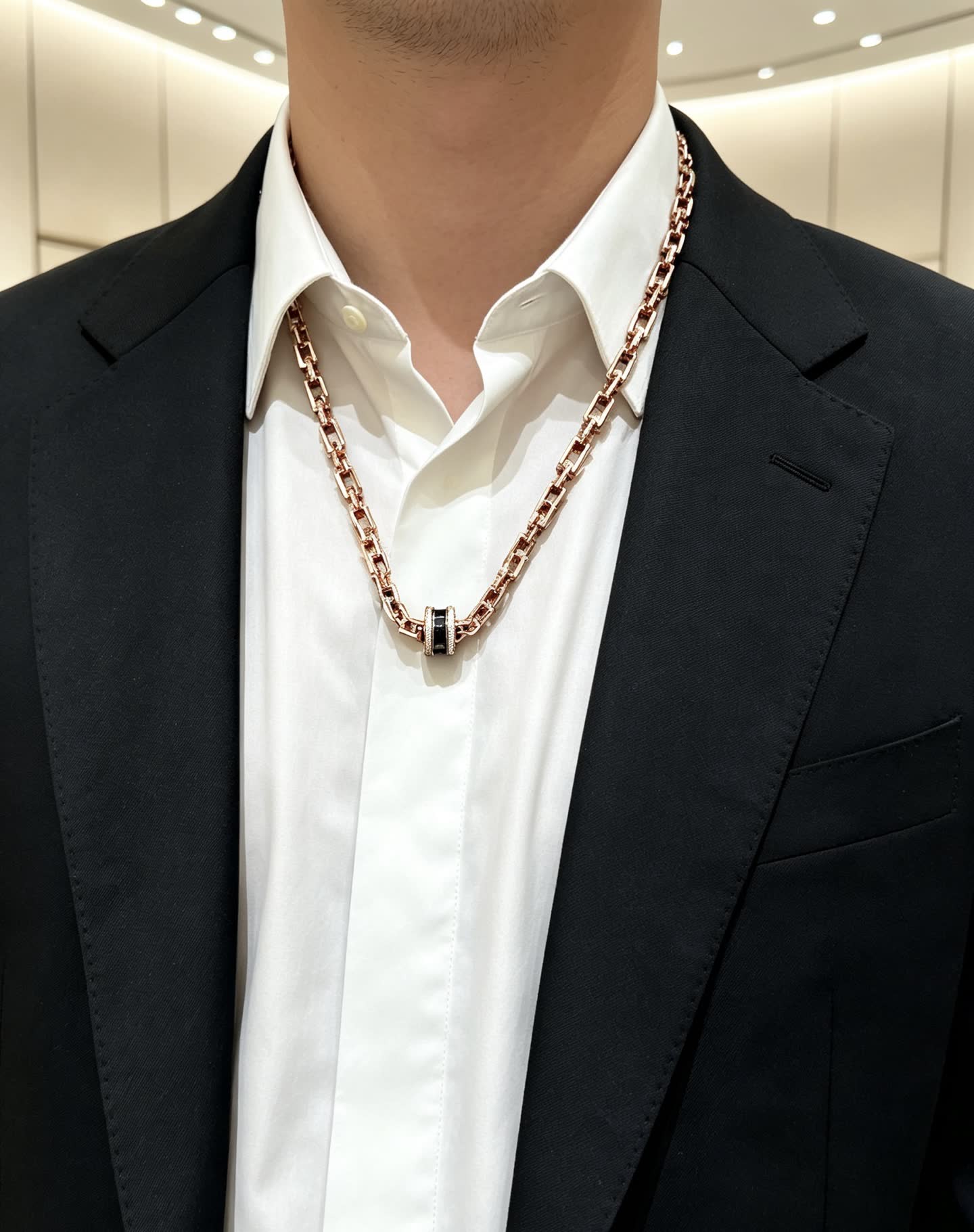 Bvlgari Rose Gold Necklace with Black Onyx and Diamonds