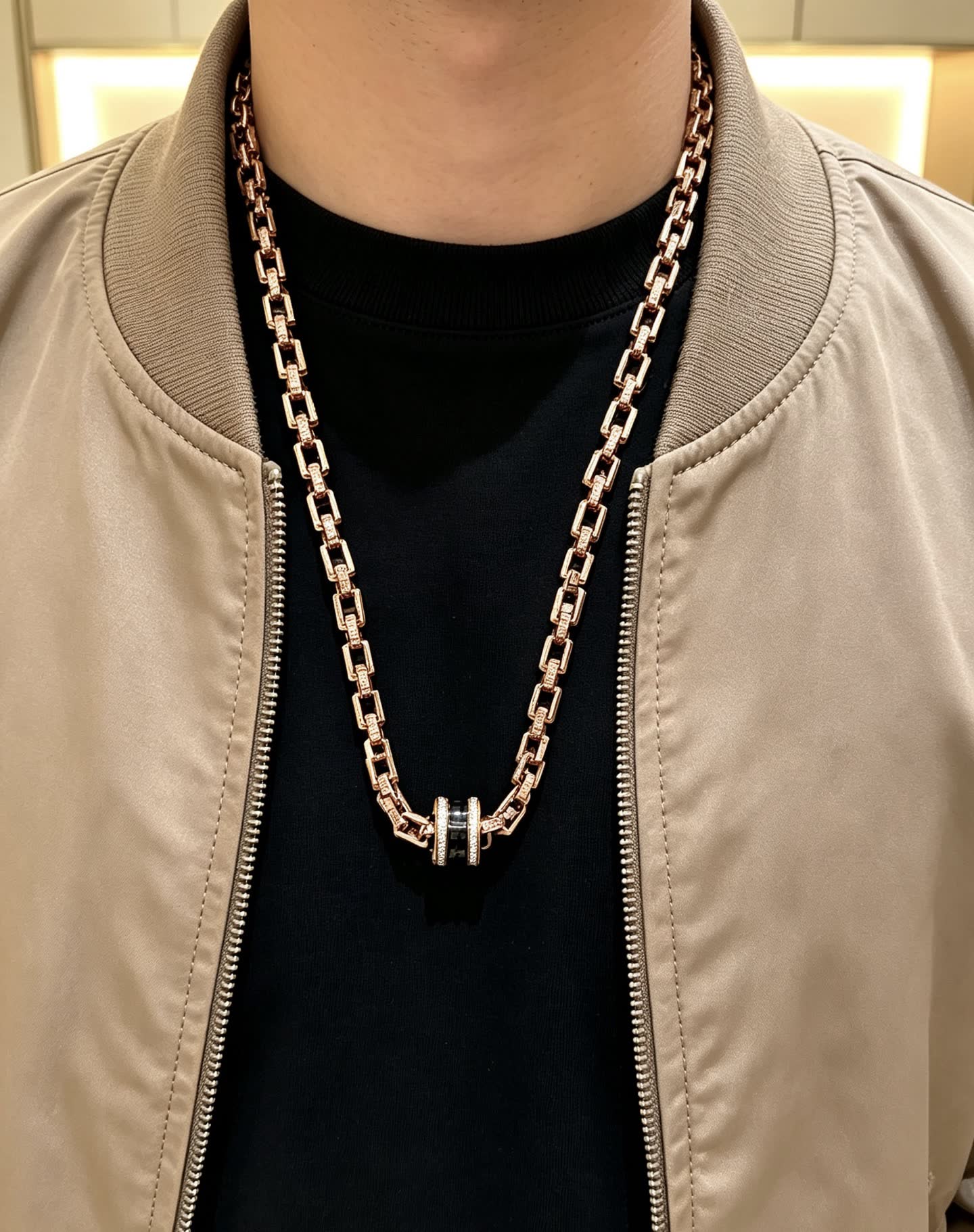 Bvlgari Rose Gold Necklace with Black Onyx and Diamonds