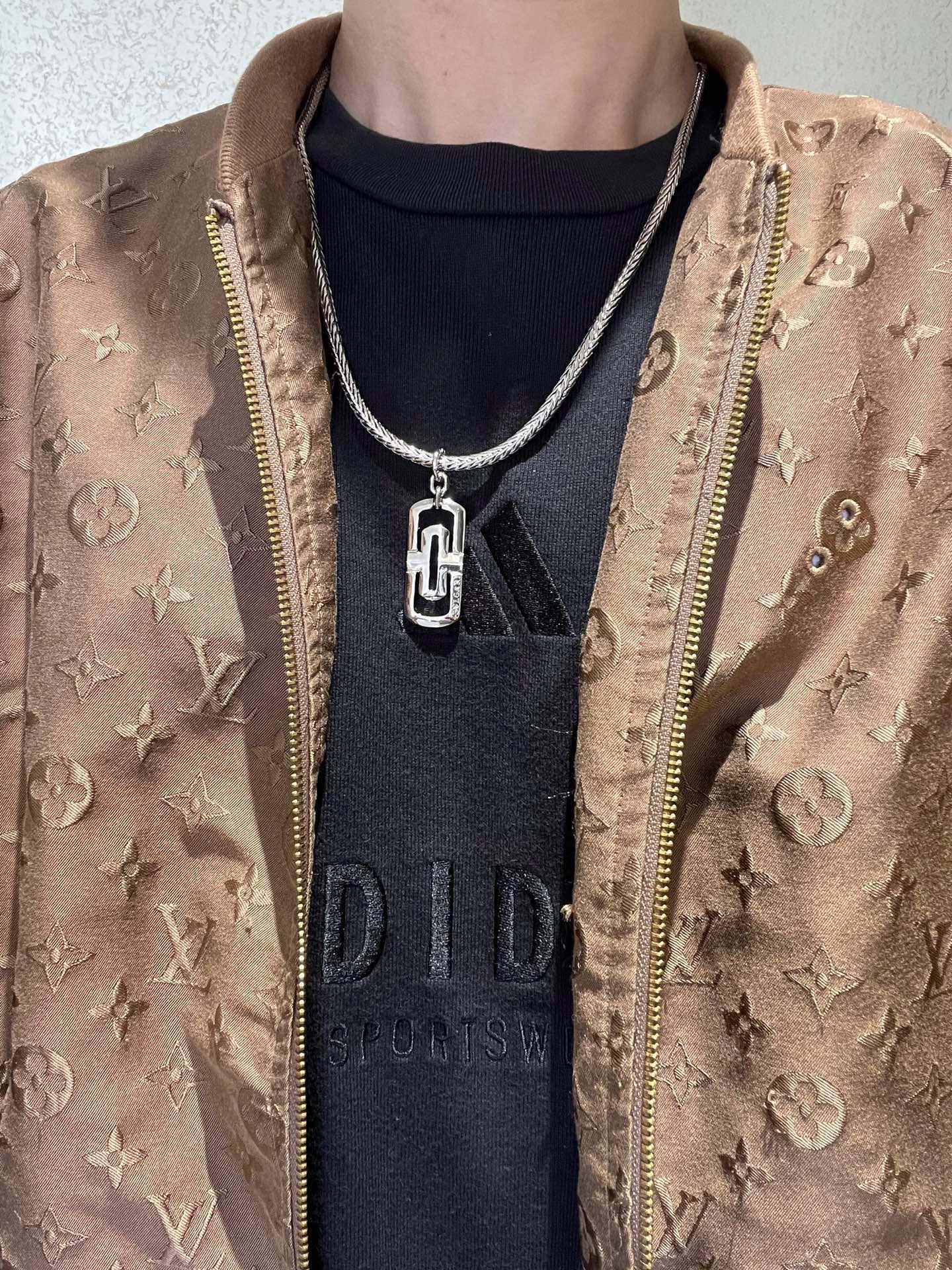 Bvlgari Sterling Silver Necklace with Logo Pendant
