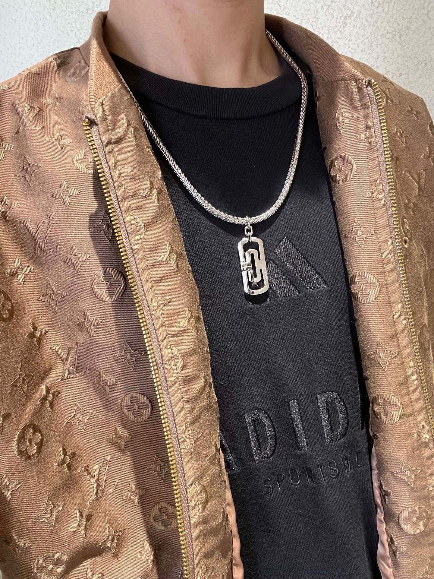 Bvlgari Sterling Silver Necklace with Logo Pendant