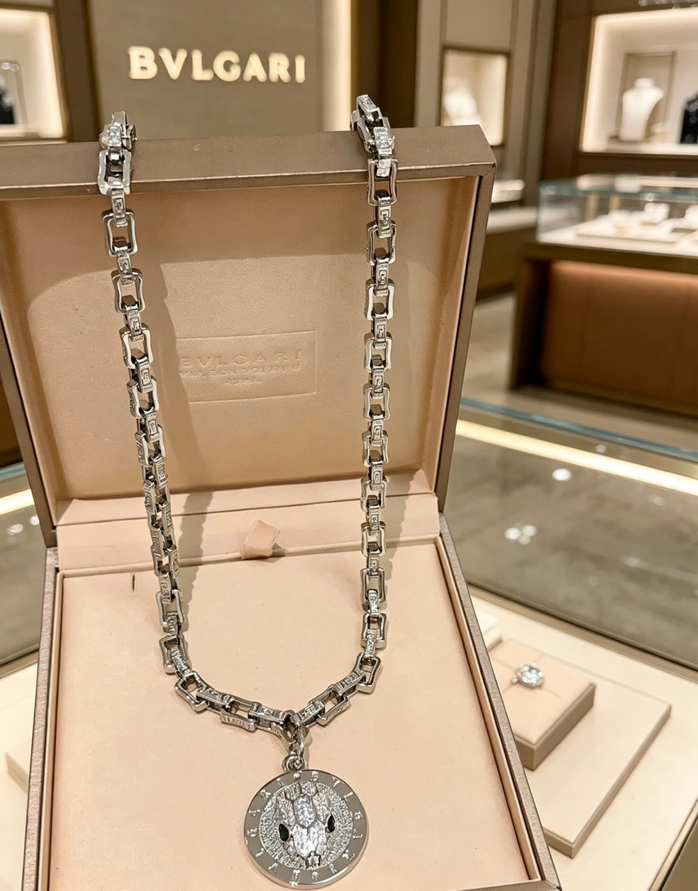 Bvlgari Silver Chain with Diamond Pendant