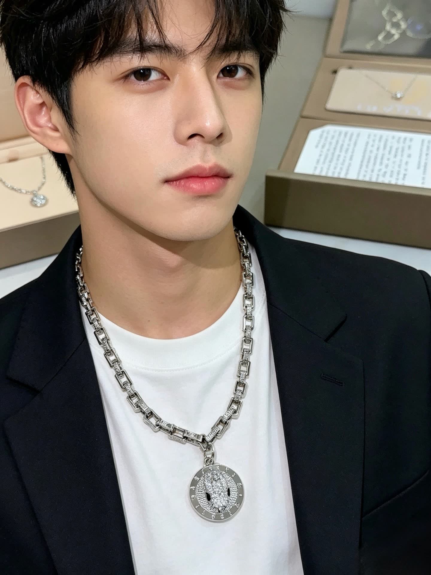 Bvlgari Silver Chain with Diamond Pendant