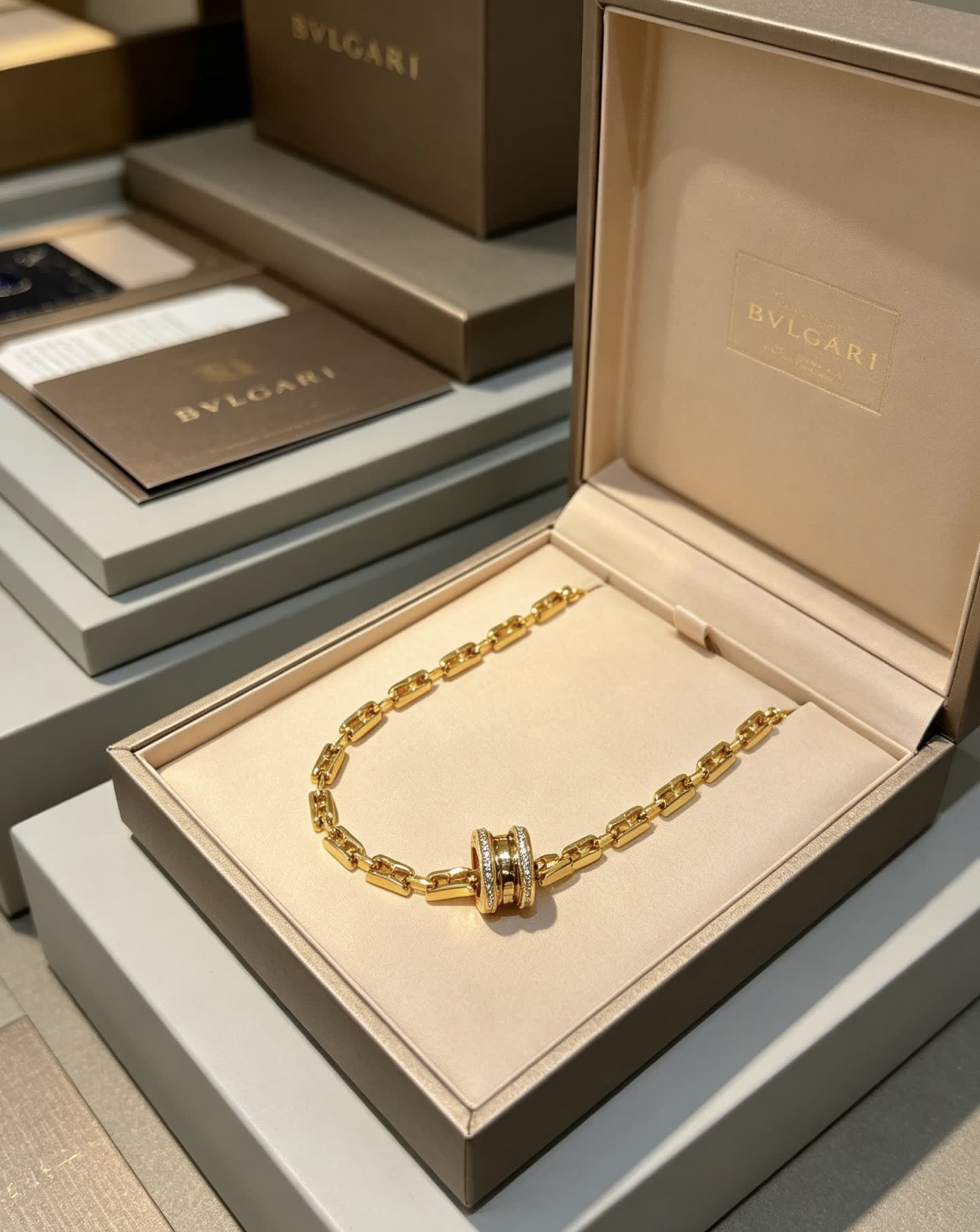 Bvlgari Gold Chain Necklace with Diamond Clasp