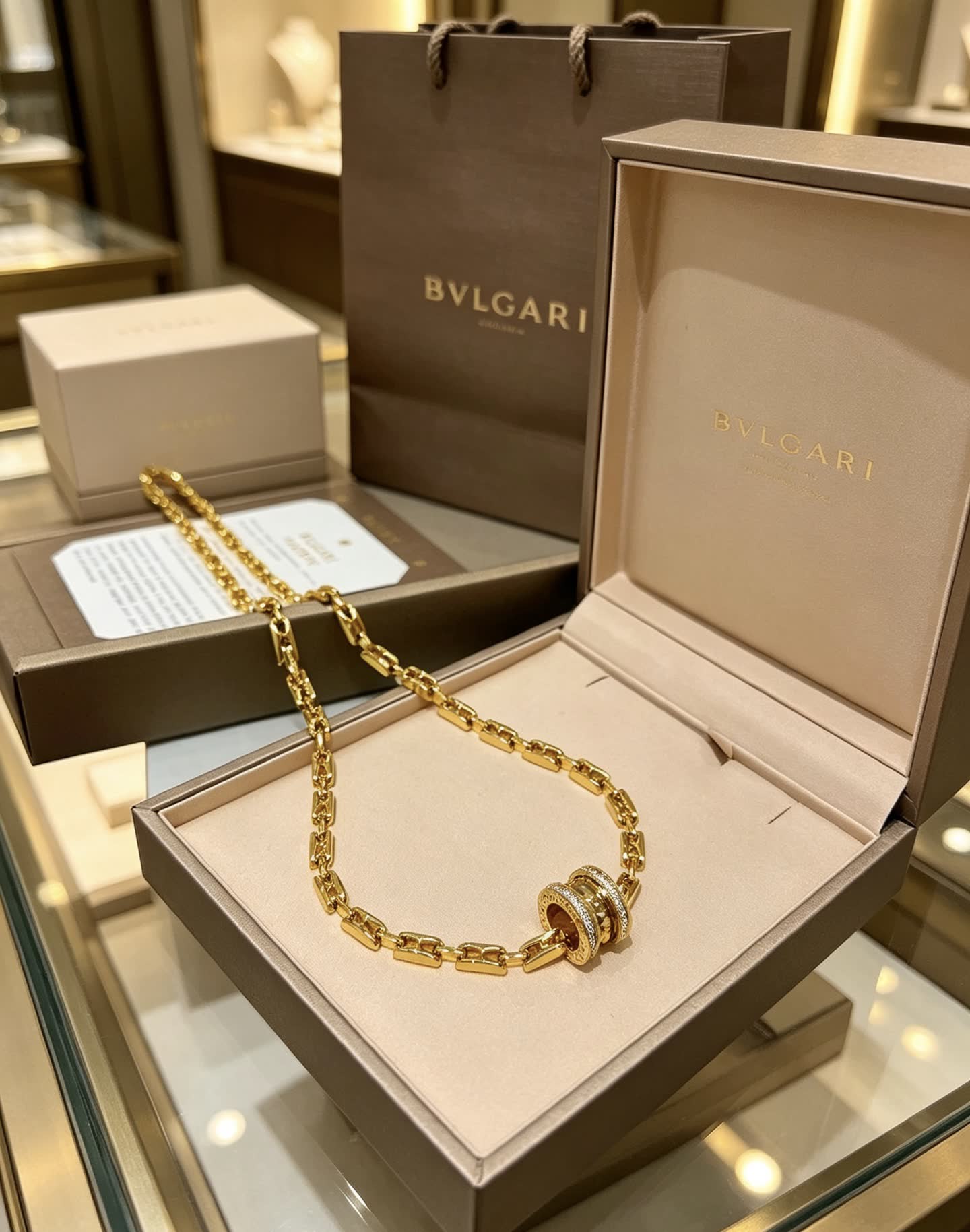 Bvlgari Gold Chain Necklace with Diamond Clasp