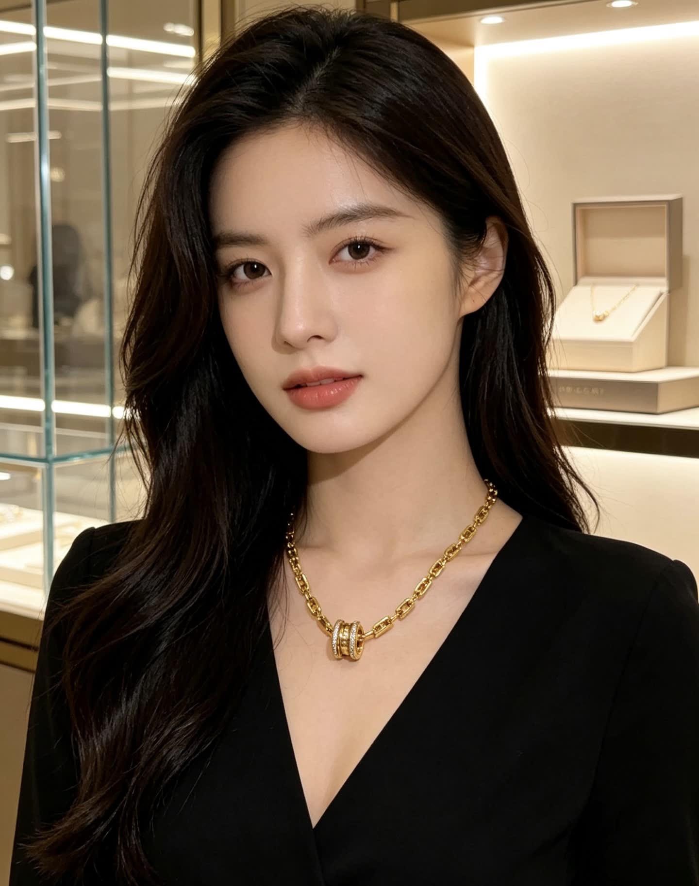 Bvlgari Gold Chain Necklace with Diamond Clasp