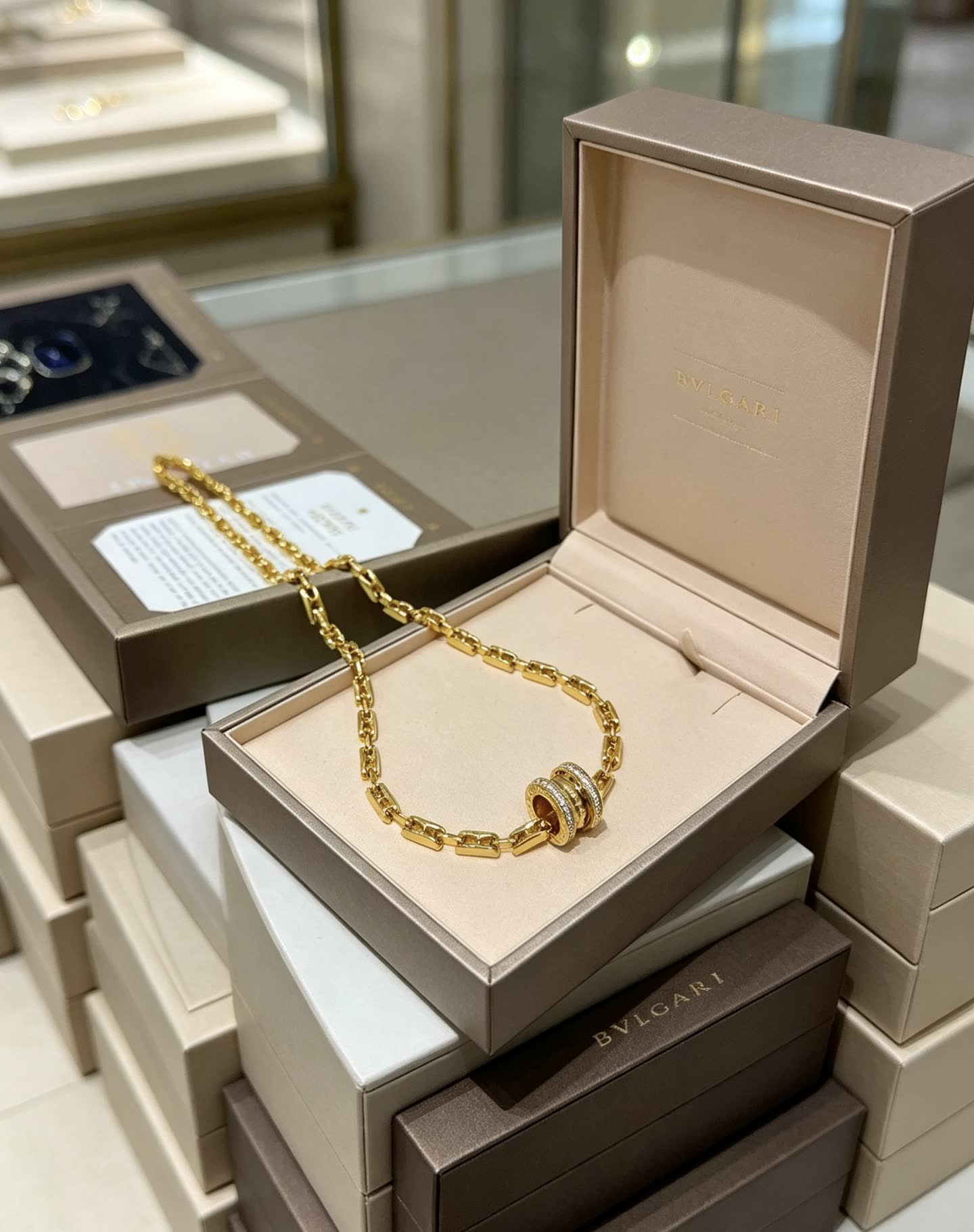 Bvlgari Gold Chain Necklace with Diamond Clasp