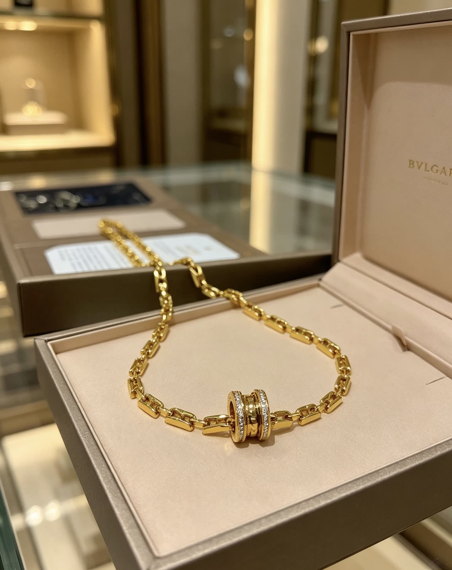 Bvlgari Gold Chain Necklace with Diamond Clasp