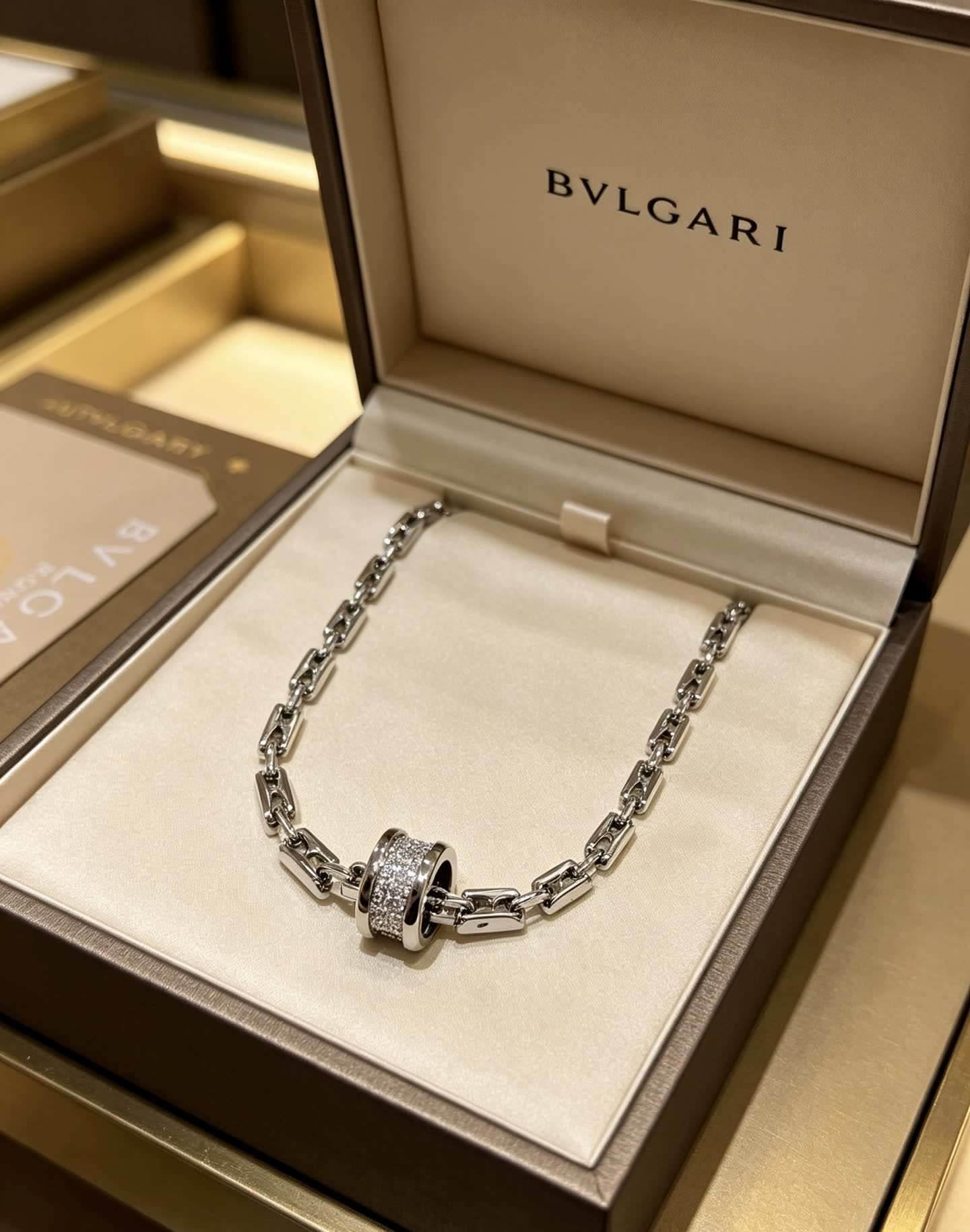 Bvlgari Sterling Silver Necklace with Diamond Clasp