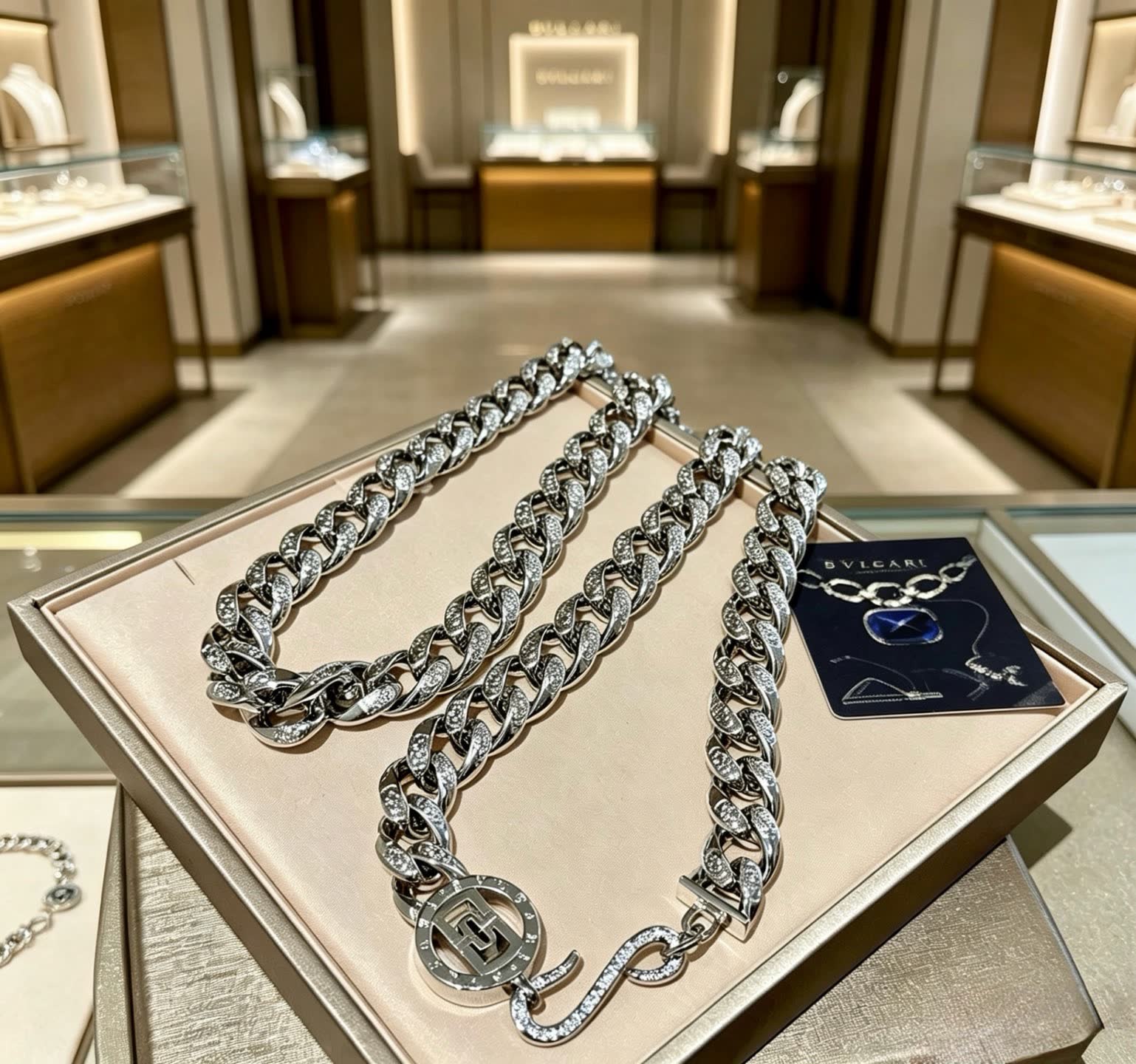Bvlgari Silver Diamond Necklace
