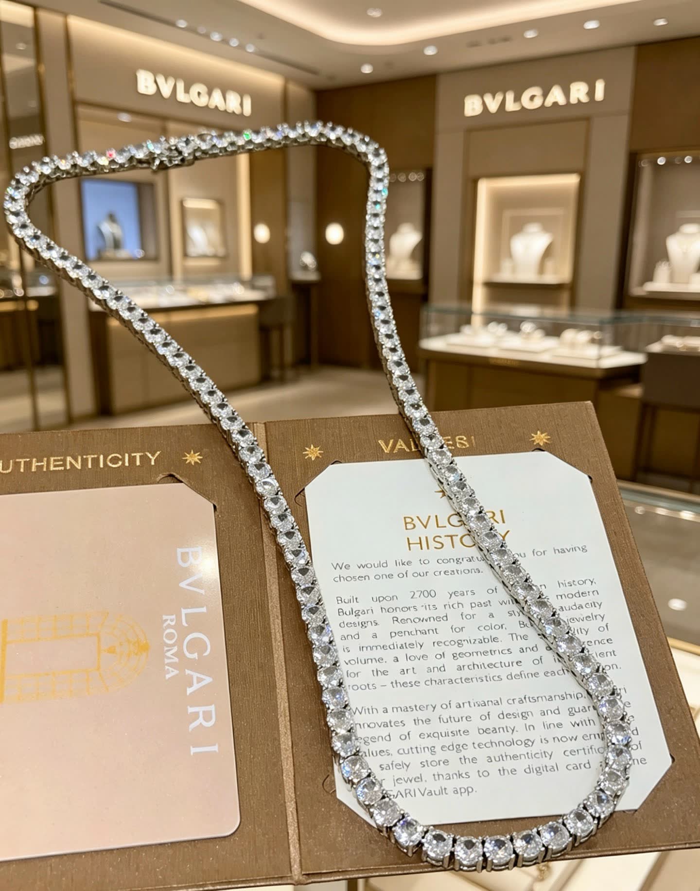 Bvlgari Elegant Silver Diamond Necklace