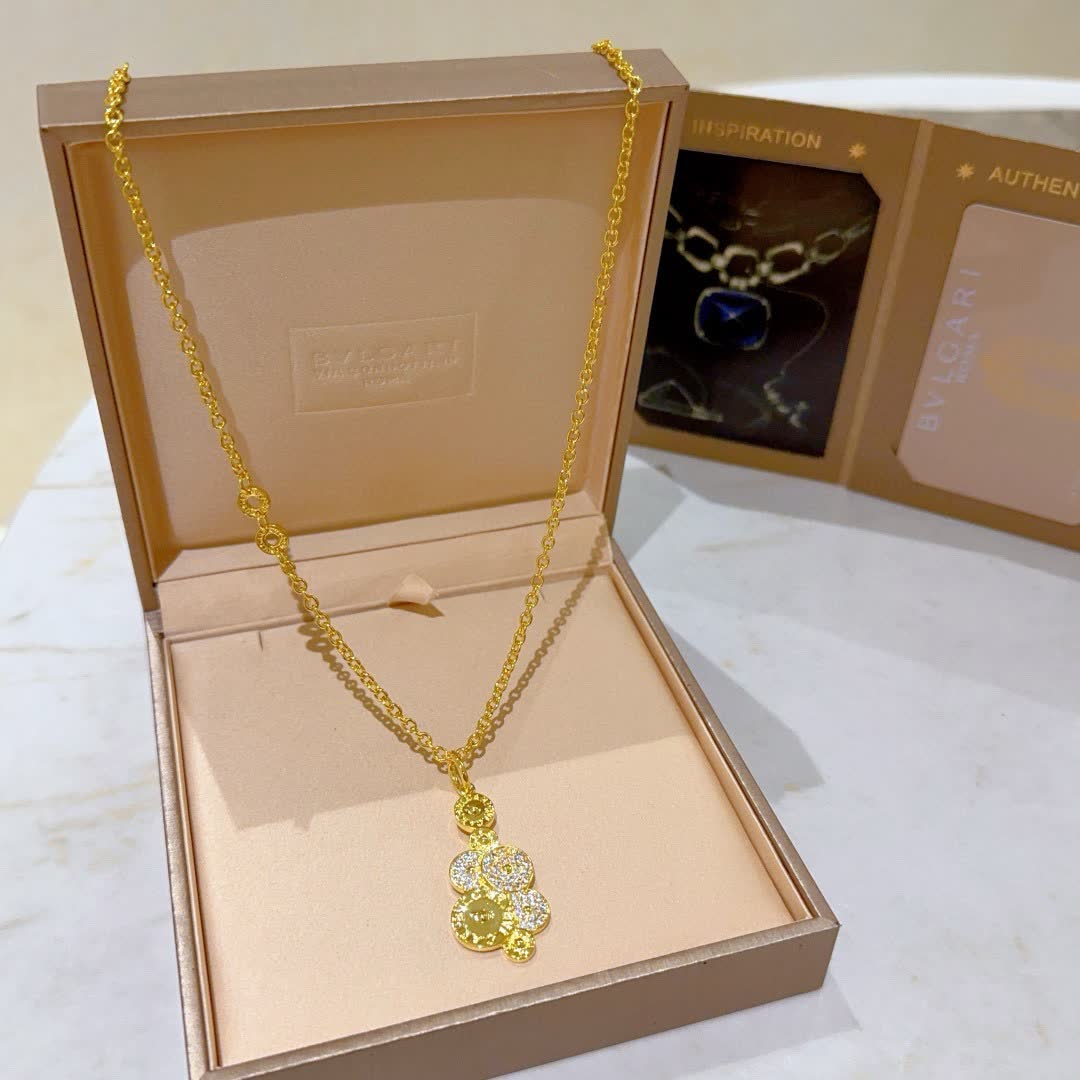 Bvlgari Gold Plated Necklace with Diamond Accents