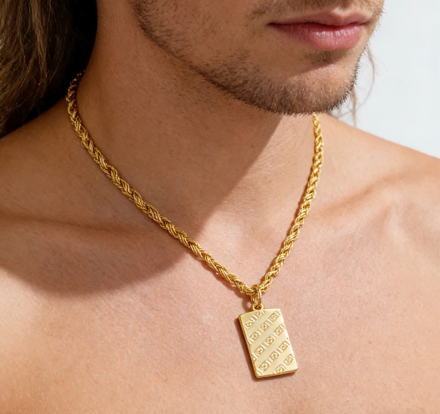 Bvlgari Gold Necklace with Logo Pendant