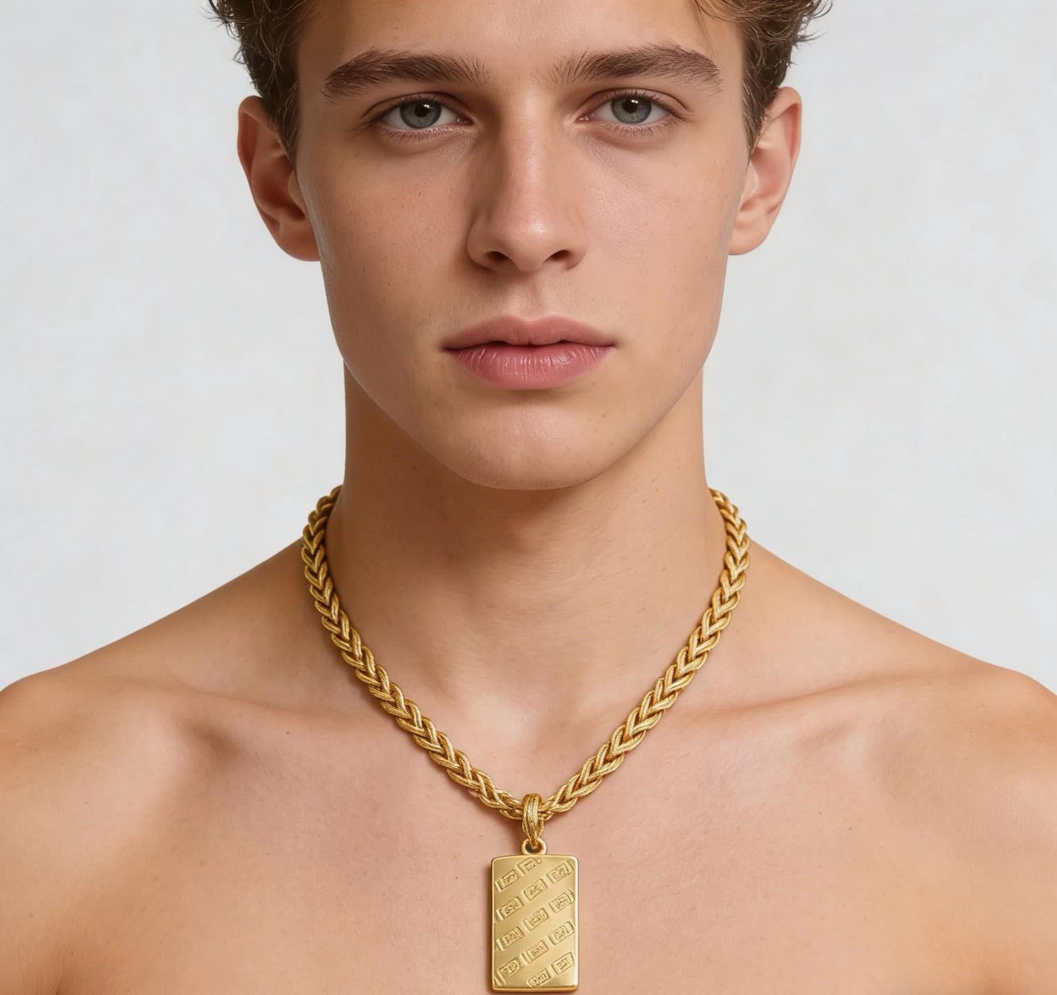 Bvlgari Gold Necklace with Logo Pendant