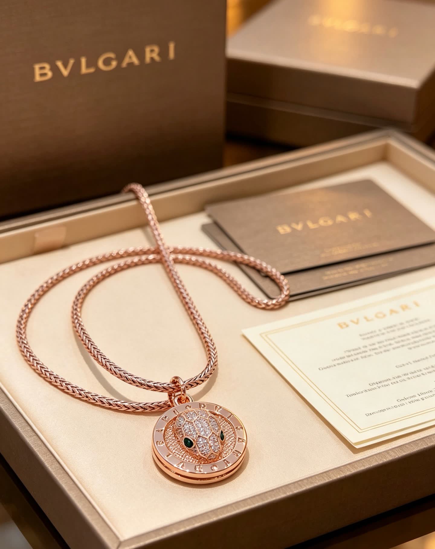 Bvlgari Snake Ring Pendant Necklace