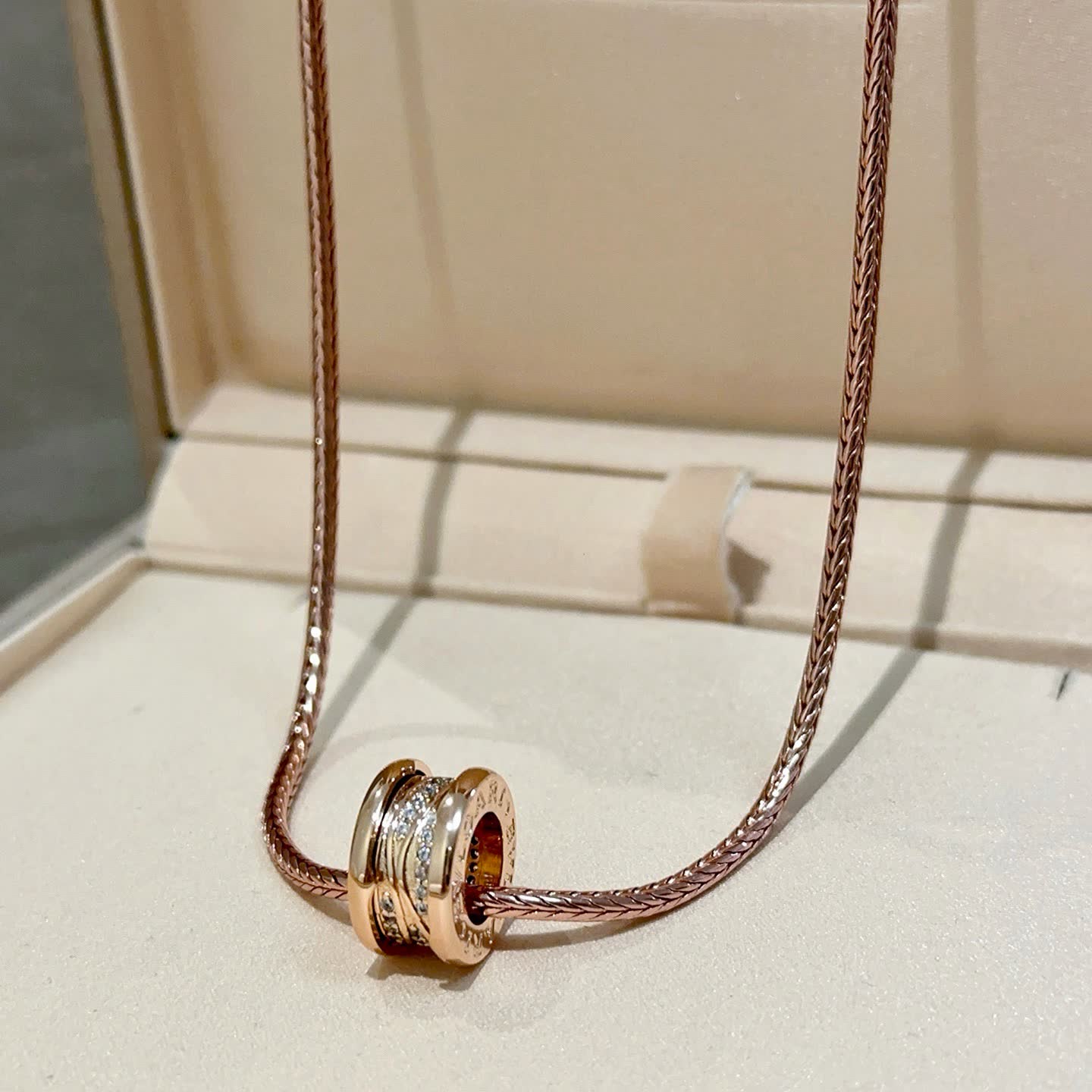 Bvlgari Rose Gold Necklace with Crystal Charm Bvlgari Rose Gold Necklace with Crystal Charm