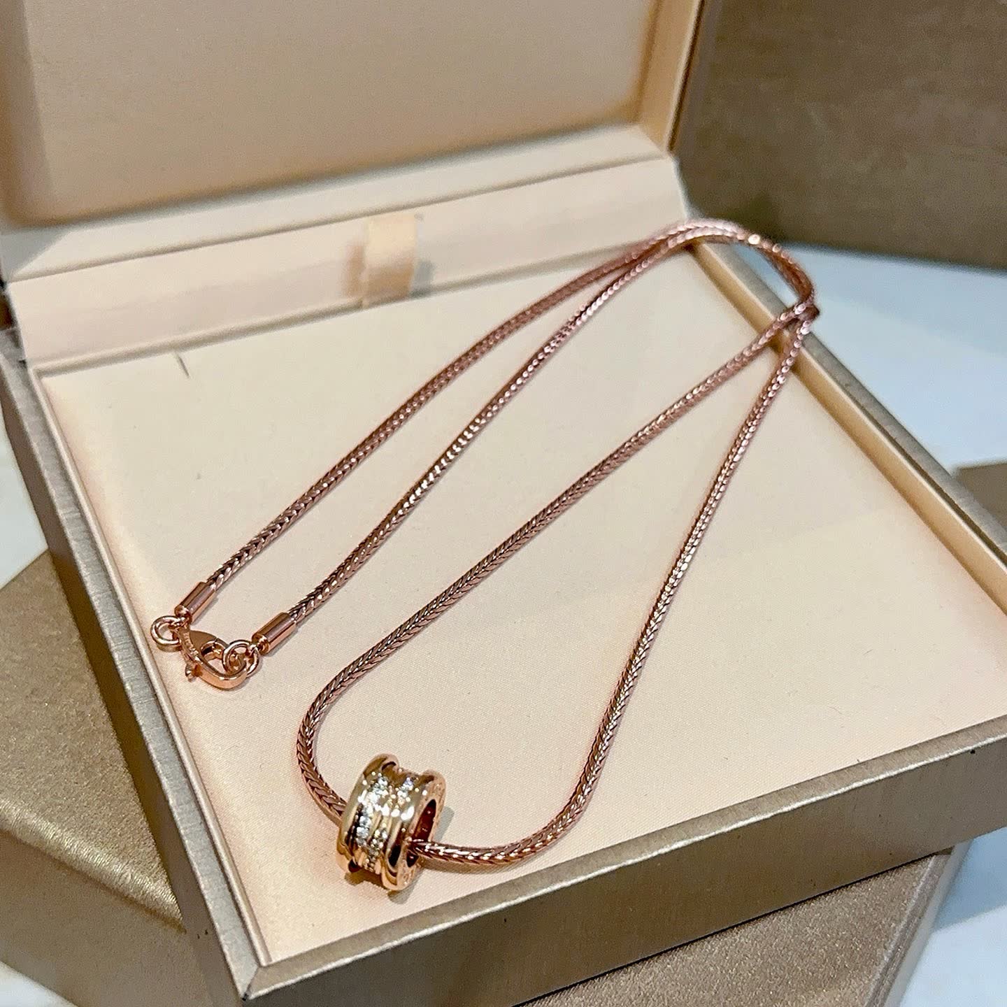 Bvlgari Rose Gold Necklace with Crystal Charm