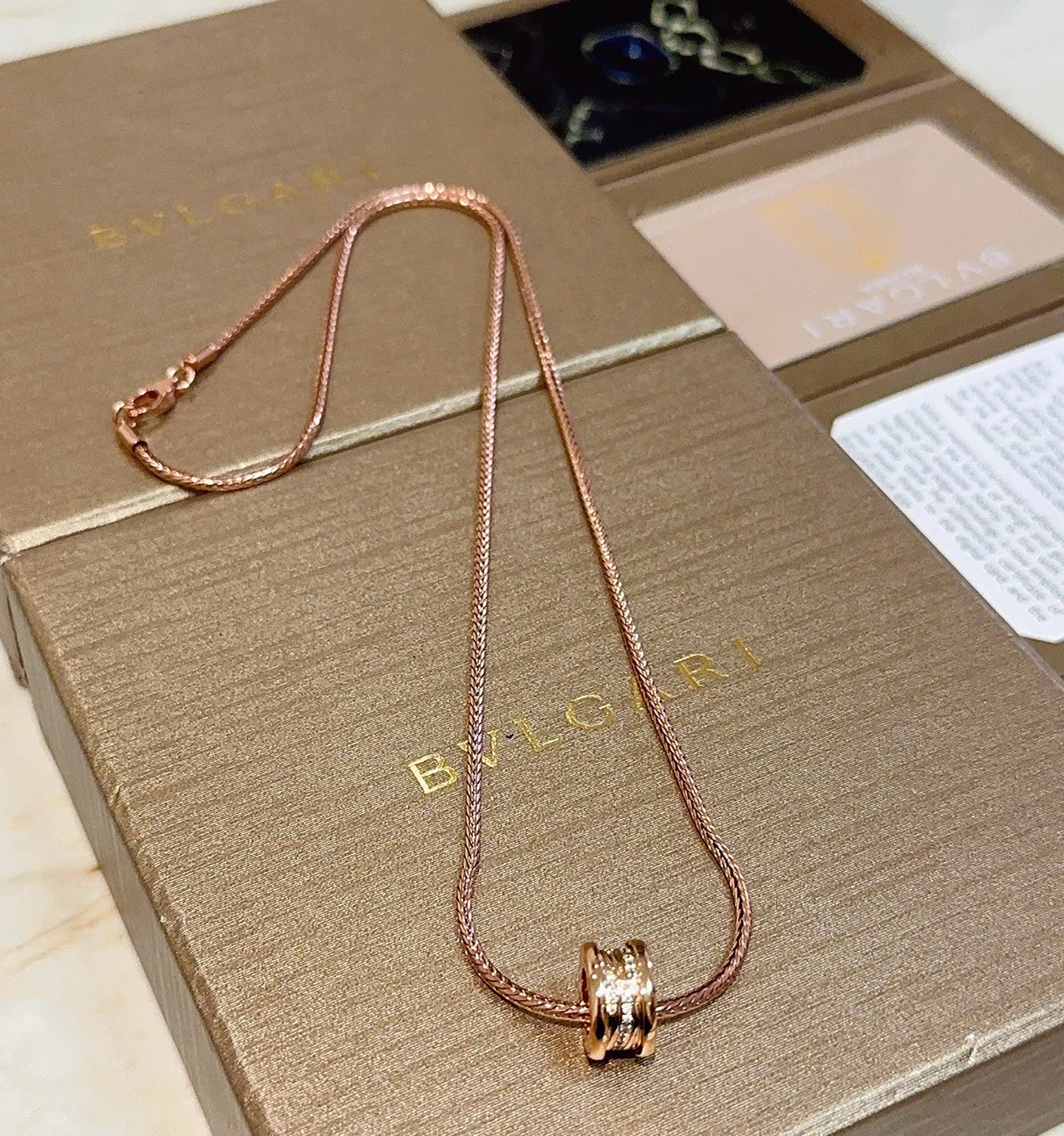 Bvlgari Rose Gold Necklace with Crystal Charm