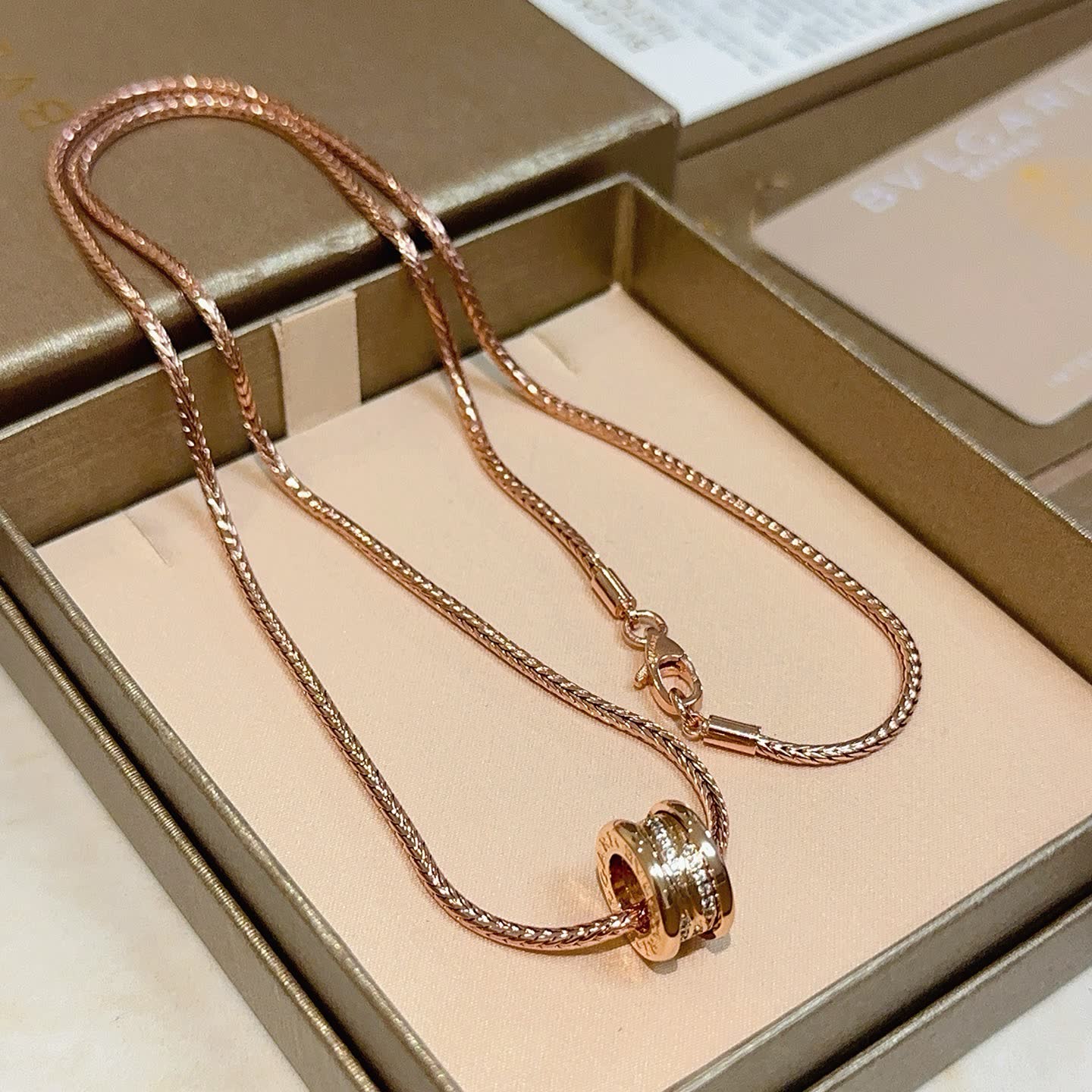 Bvlgari Rose Gold Necklace with Crystal Charm