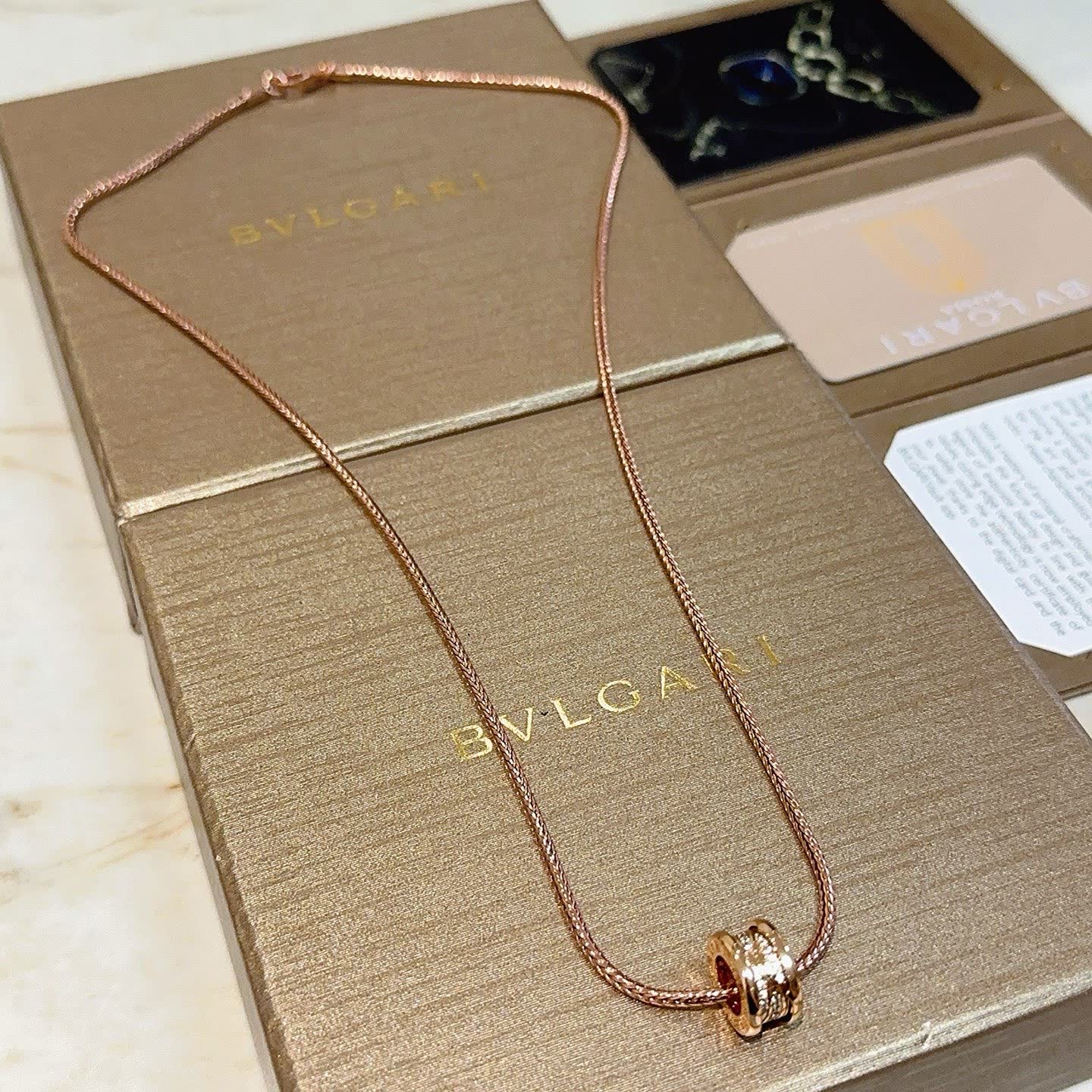 Bvlgari Rose Gold Necklace with Crystal Charm