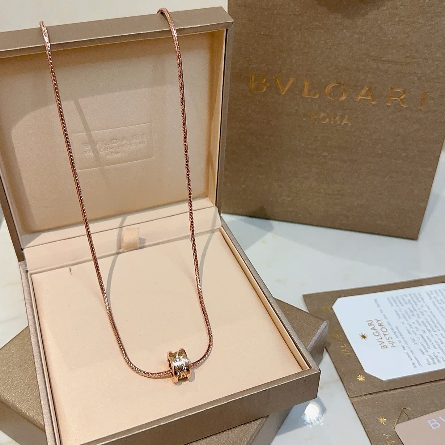 Bvlgari Rose Gold Necklace with Crystal Charm