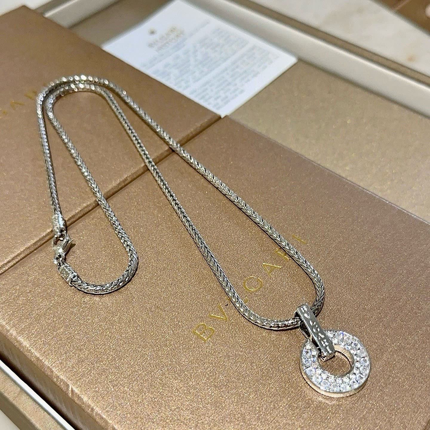Bvlgari Silver Circle Pendant Necklace