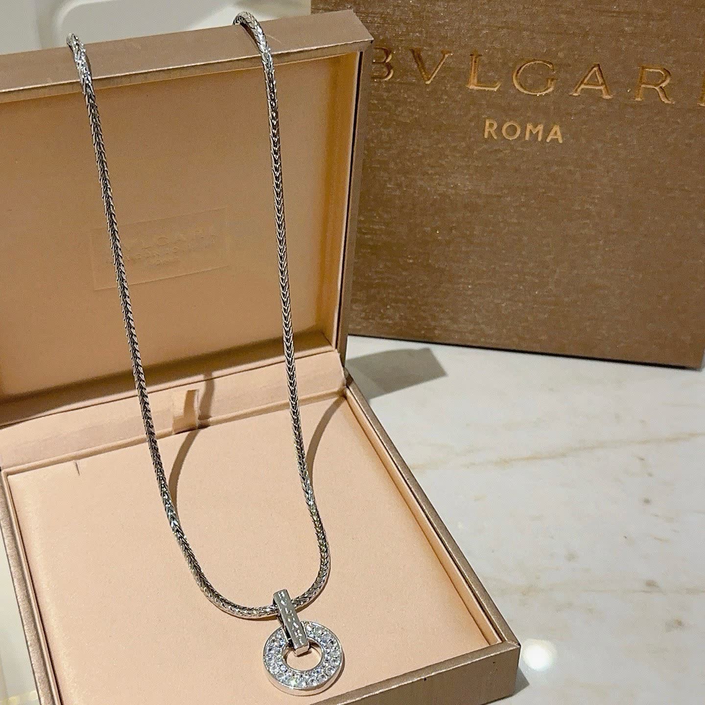 Bvlgari Silver Circle Pendant Necklace