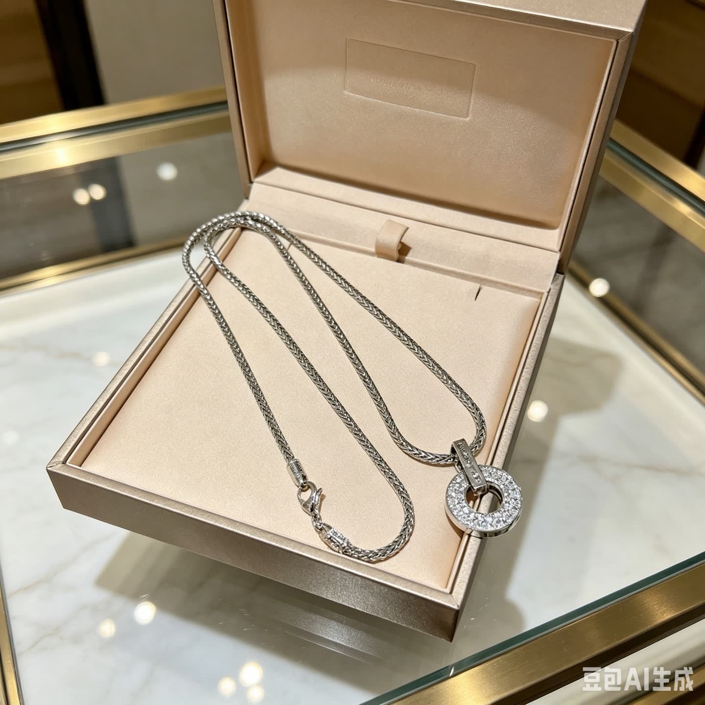 Bvlgari Silver Circle Pendant Necklace