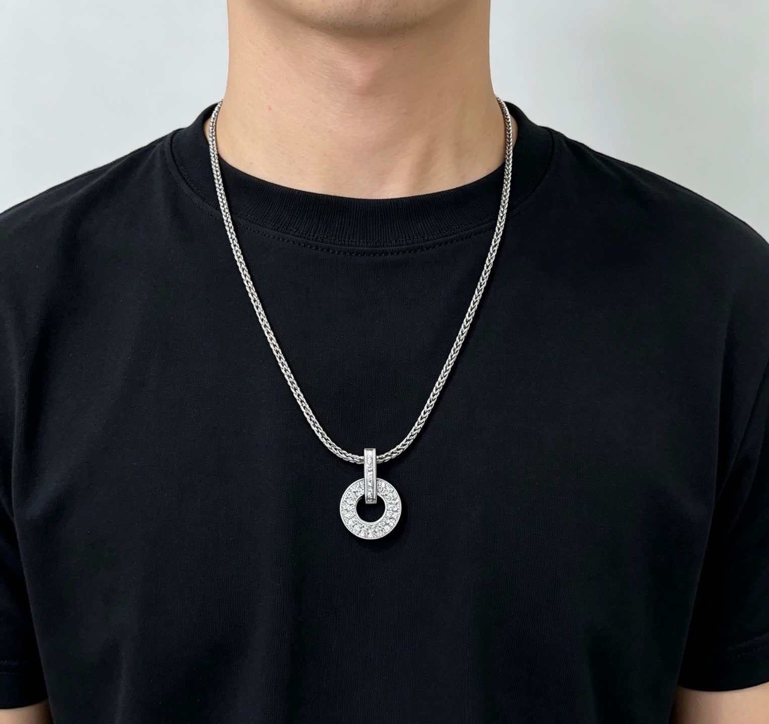 Bvlgari Silver Circle Pendant Necklace
