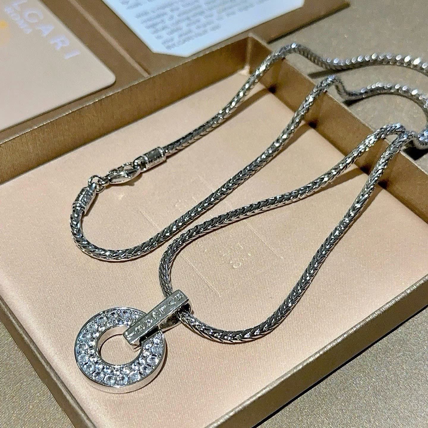 Bvlgari Silver Circle Pendant Necklace