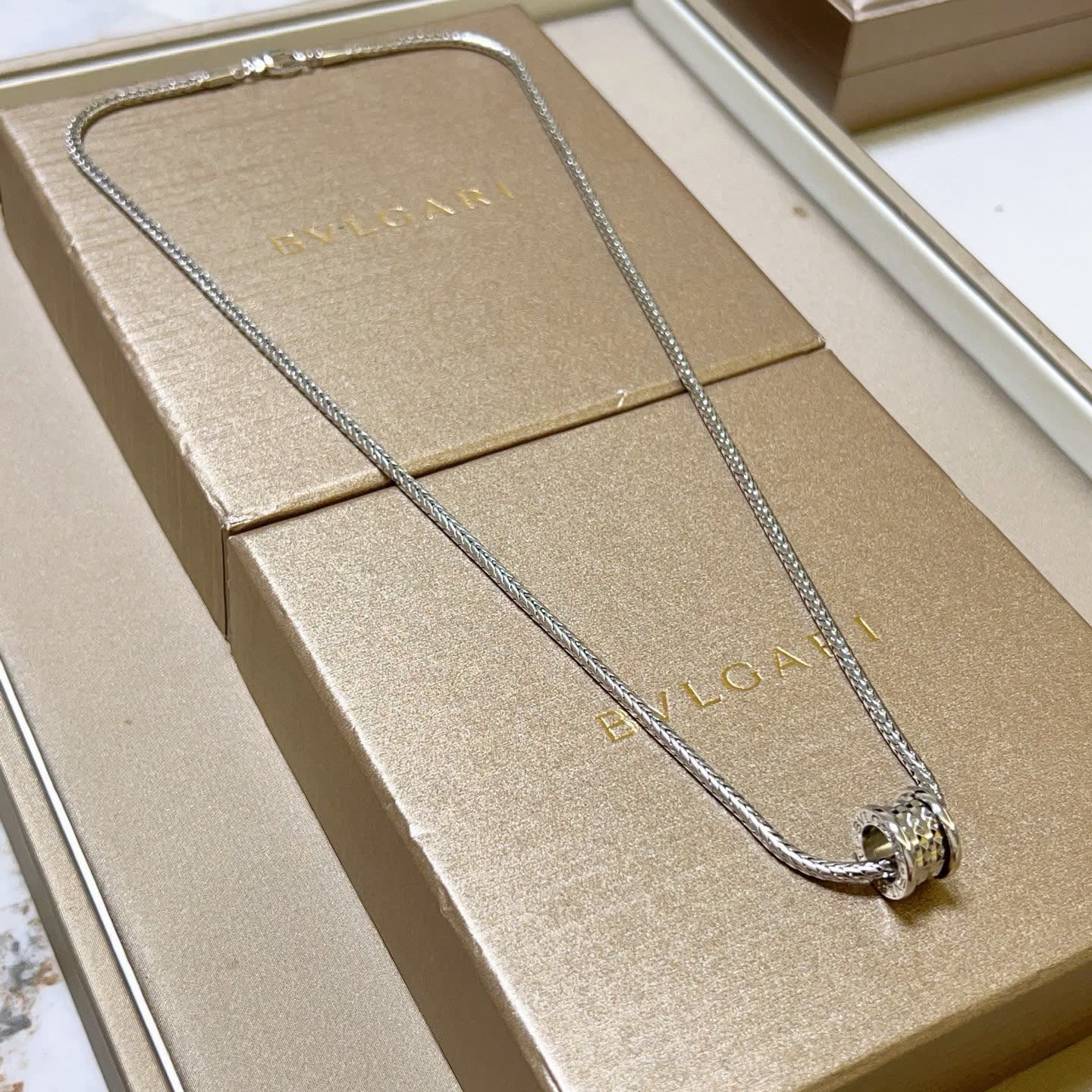 Bvlgari Sterling Silver Bead Necklace