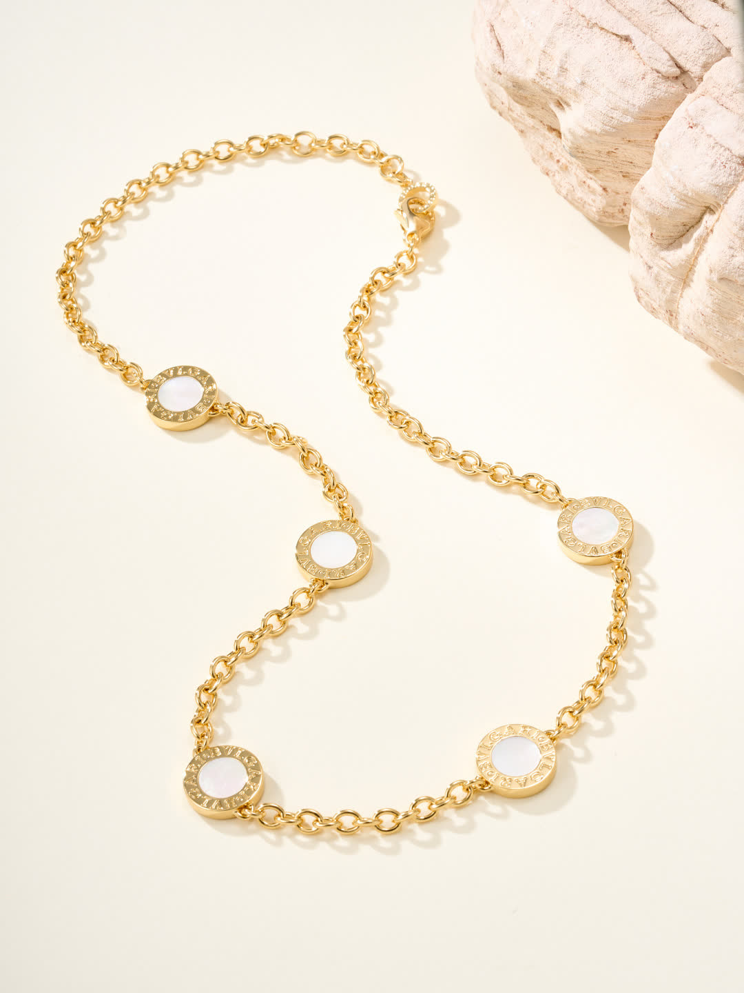 Bvlgari Necklace, Chain with Black Enamel Medallions