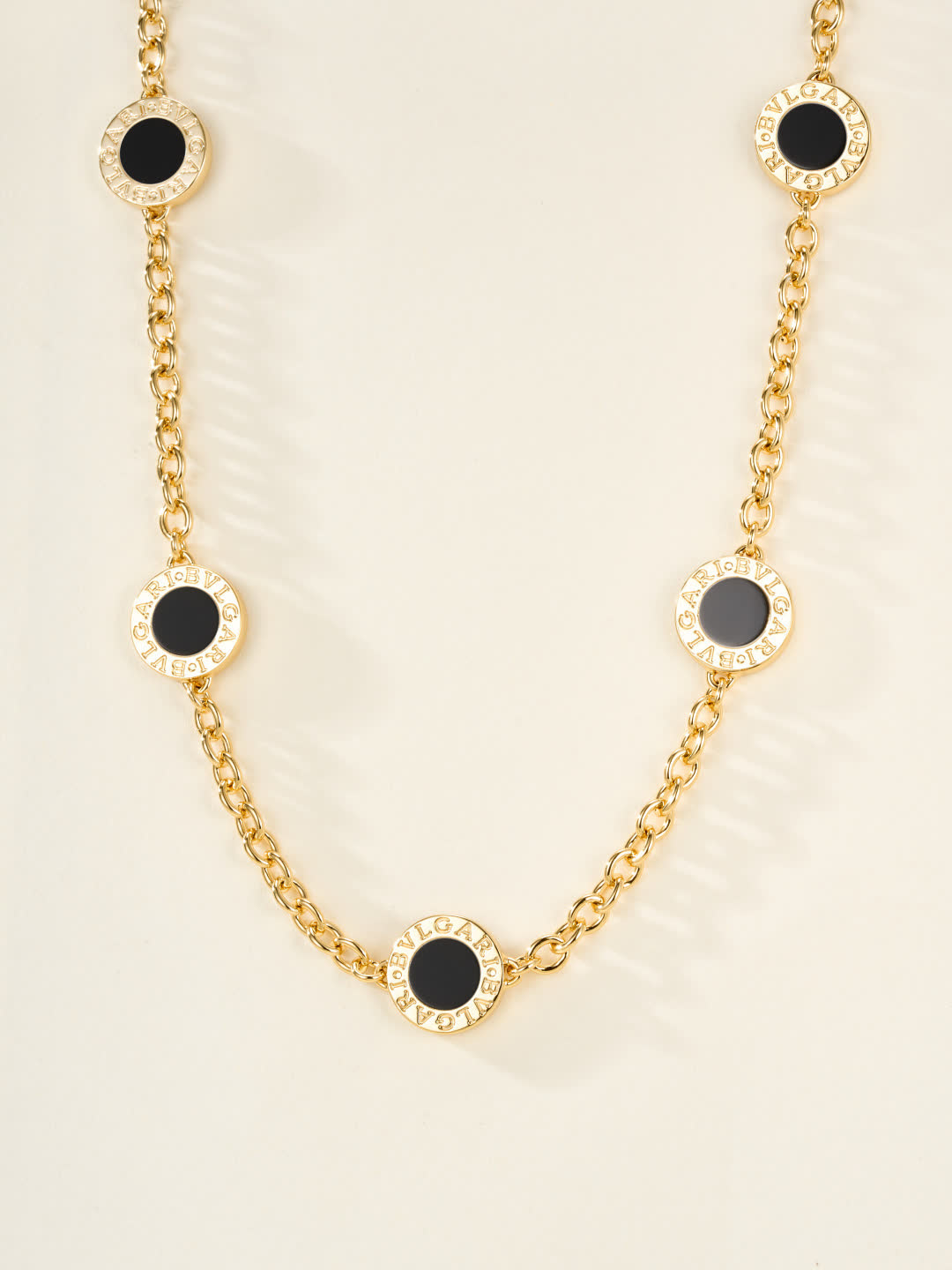 Bvlgari Necklace, Chain with Black Enamel Medallions