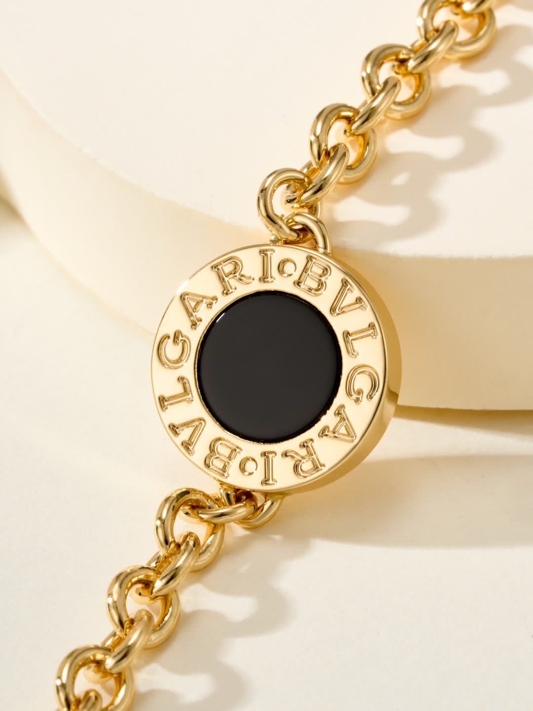Bvlgari Necklace, Chain with Black Enamel Medallions