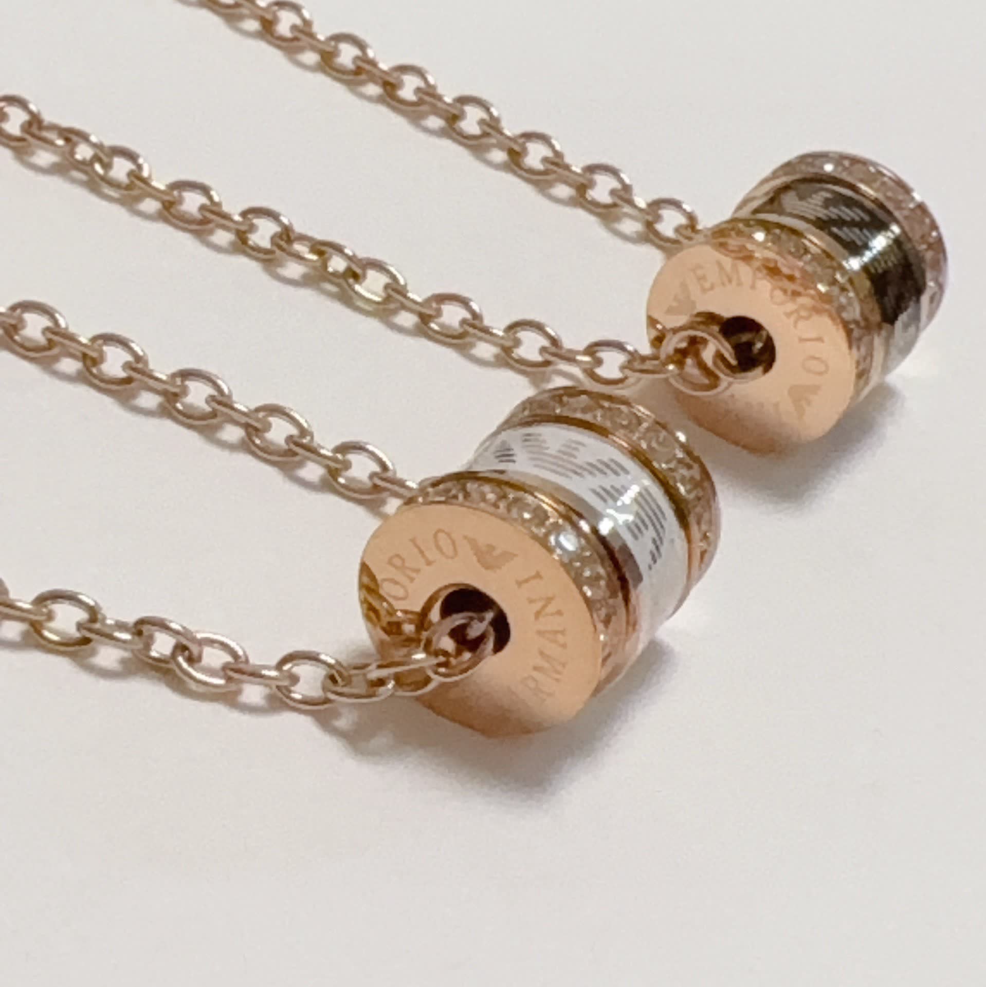 Armani Bvlgari B.zero1 18K Rose Gold Diamond Necklace