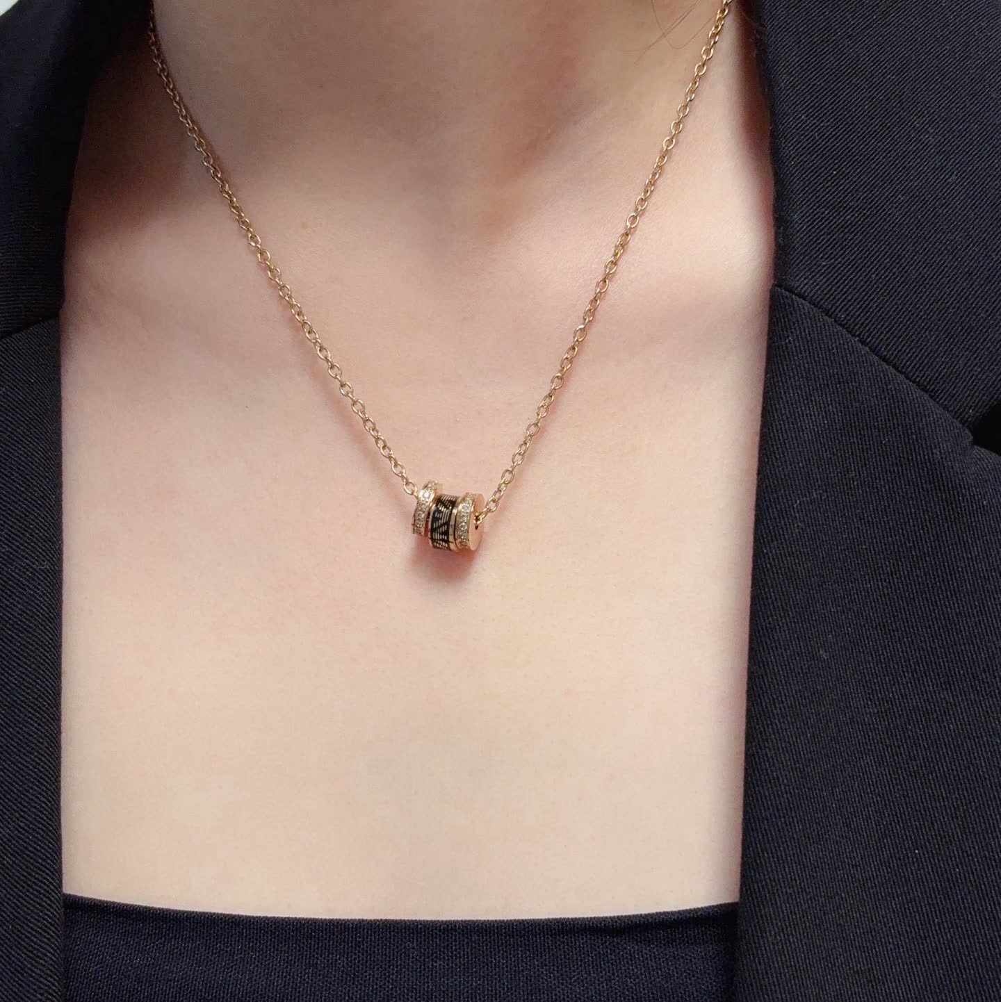Armani Bvlgari B.zero1 18K Rose Gold Diamond Necklace Armani Bvlgari B.zero1 18K Rose Gold Diamond Necklace