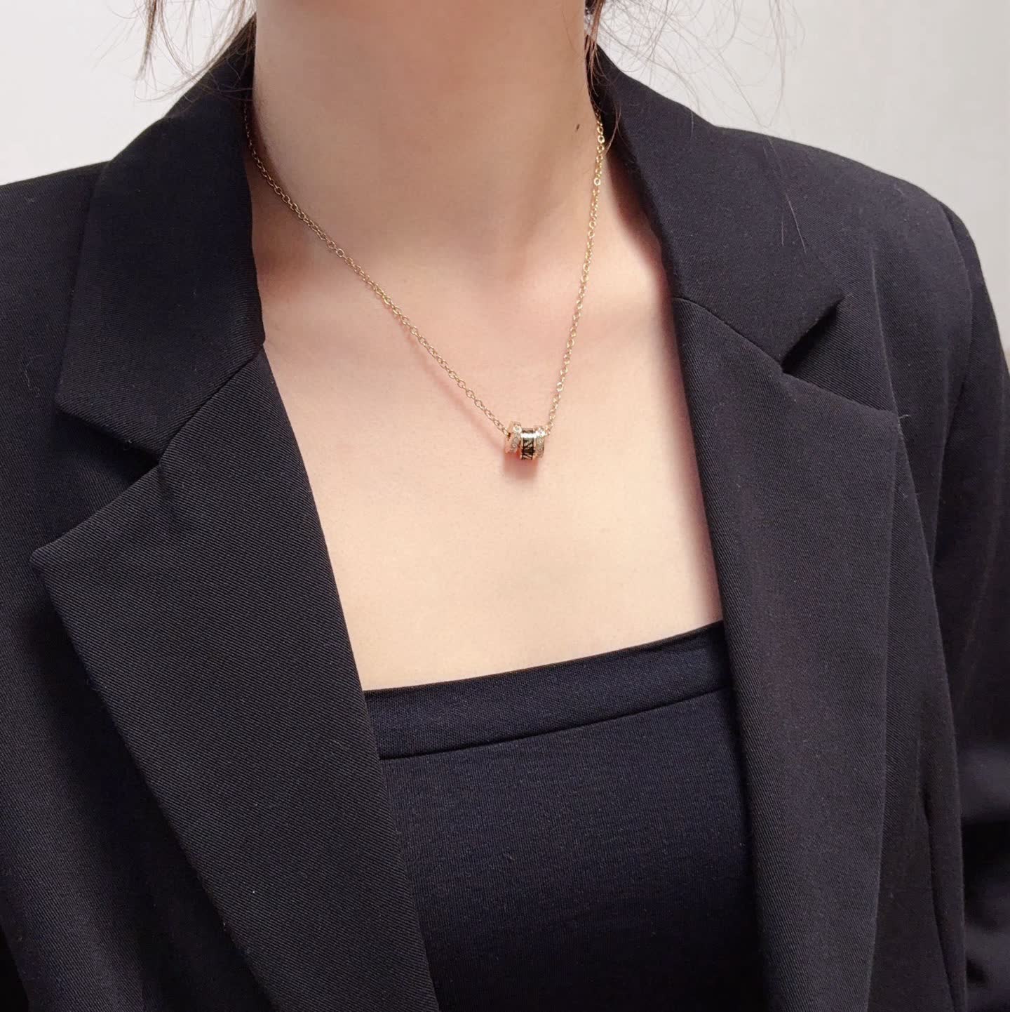Armani Bvlgari B.zero1 18K Rose Gold Diamond Necklace