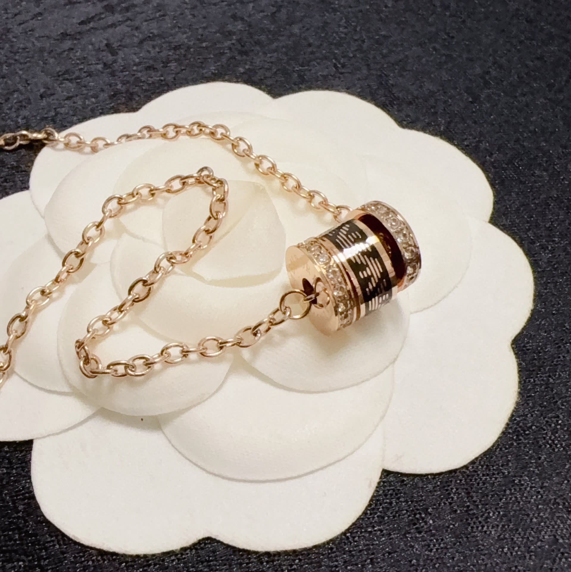 Armani Bvlgari B.zero1 18K Rose Gold Diamond Necklace