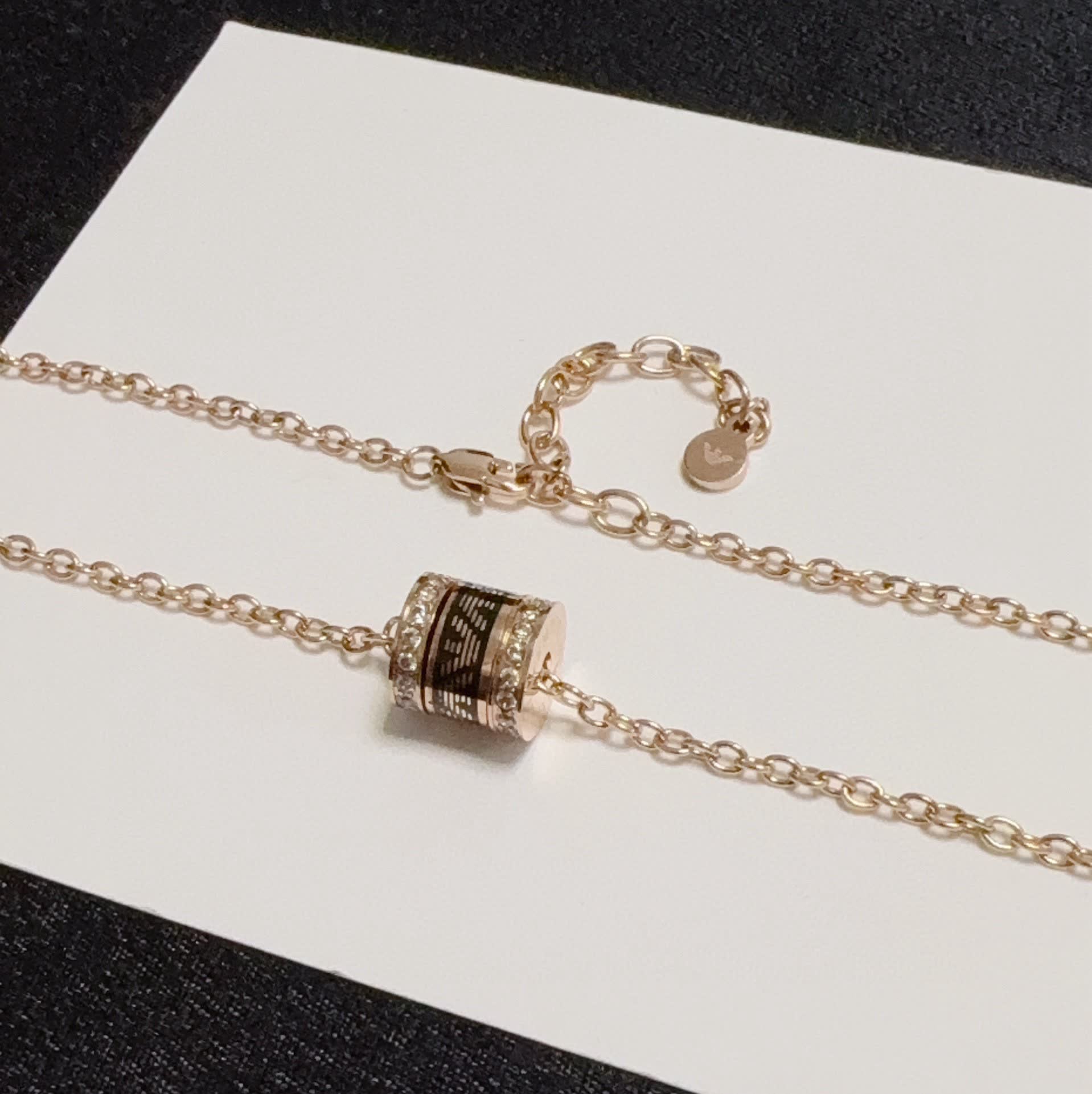 Armani Bvlgari B.zero1 18K Rose Gold Diamond Necklace