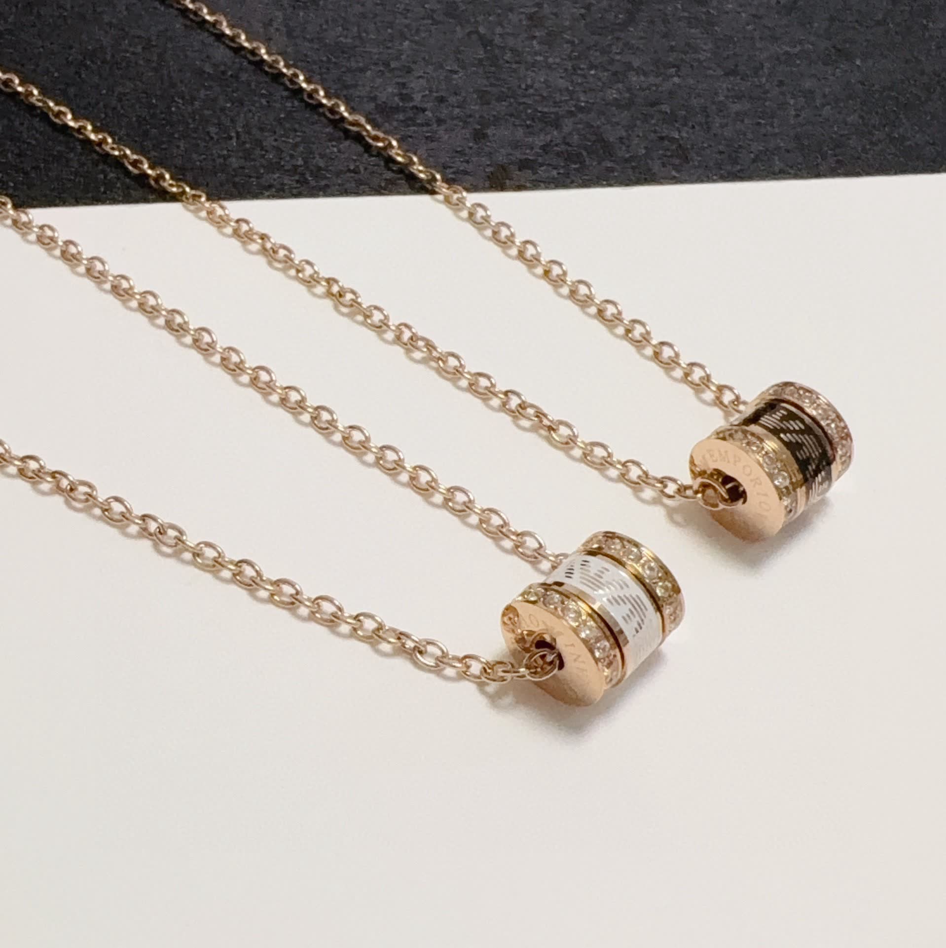 Armani Bvlgari B.zero1 18K Rose Gold Diamond Necklace