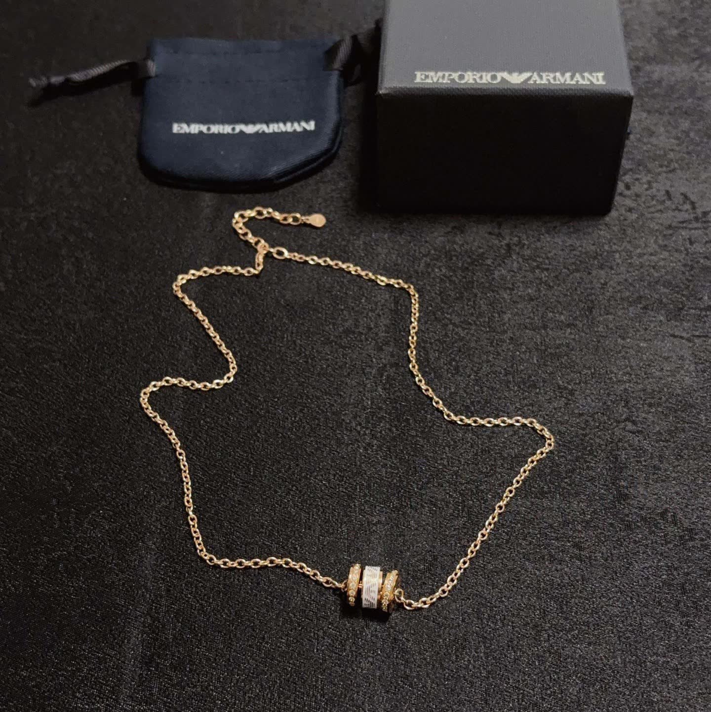 Armani Bvlgari B.zero1 18K Rose Gold Diamond Necklace