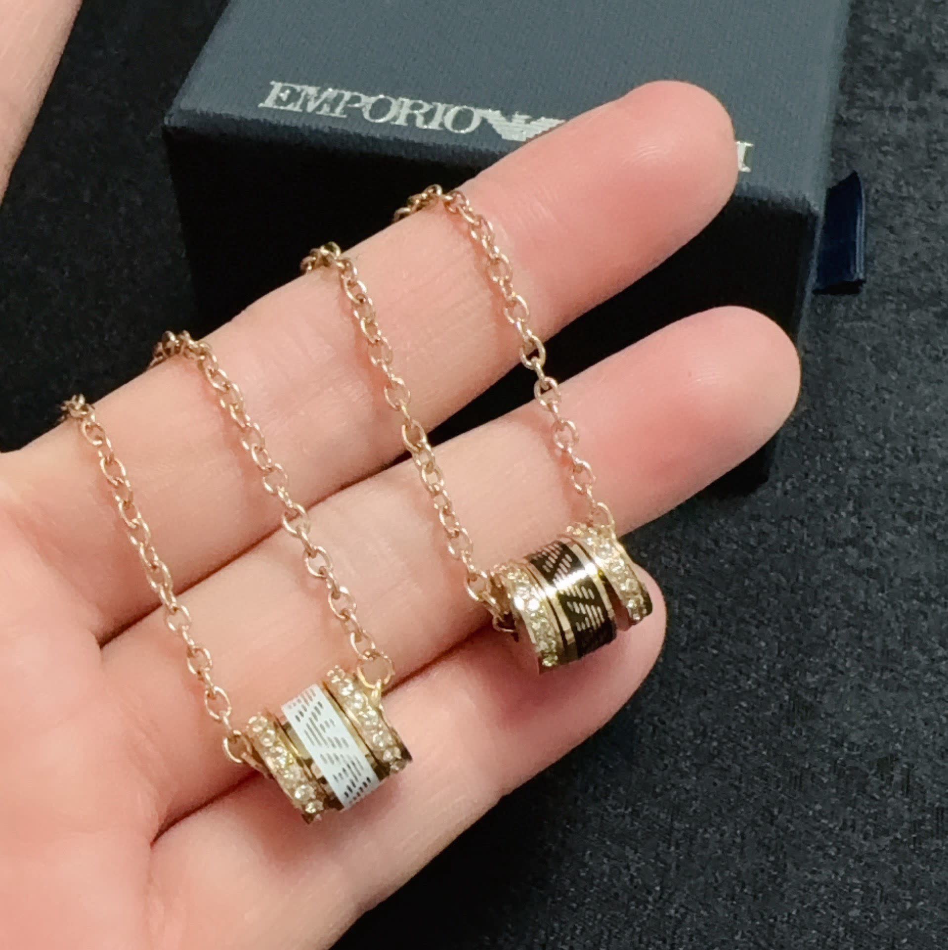 Armani Bvlgari B.zero1 18K Rose Gold Diamond Necklace
