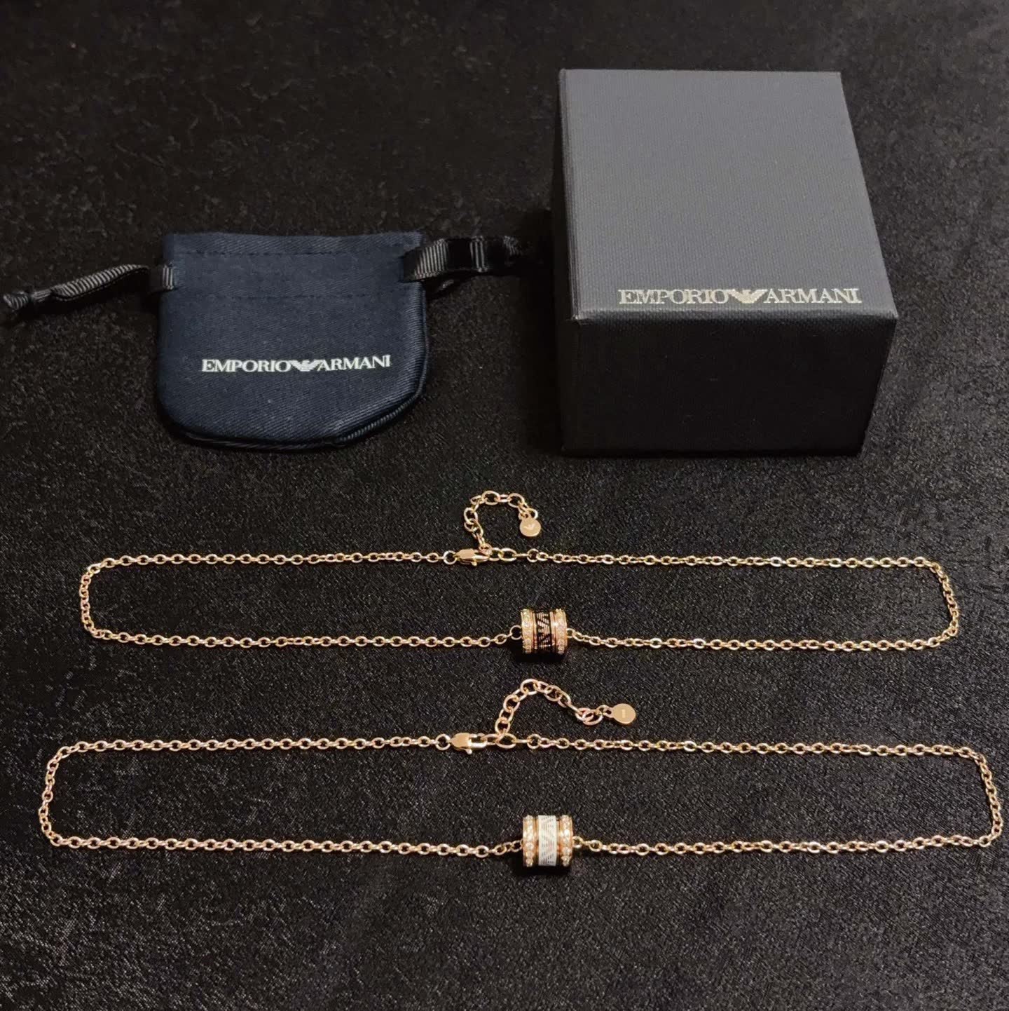 Armani Bvlgari B.zero1 18K Rose Gold Diamond Necklace