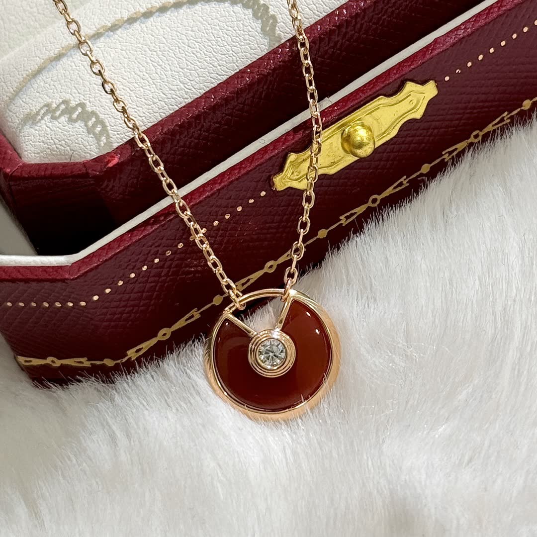 Cartier MOMA Red Agate and Diamond Pendant Necklace