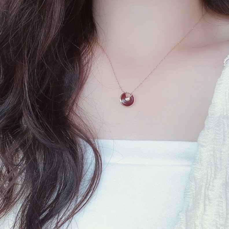 Cartier MOMA Red Agate and Diamond Pendant Necklace