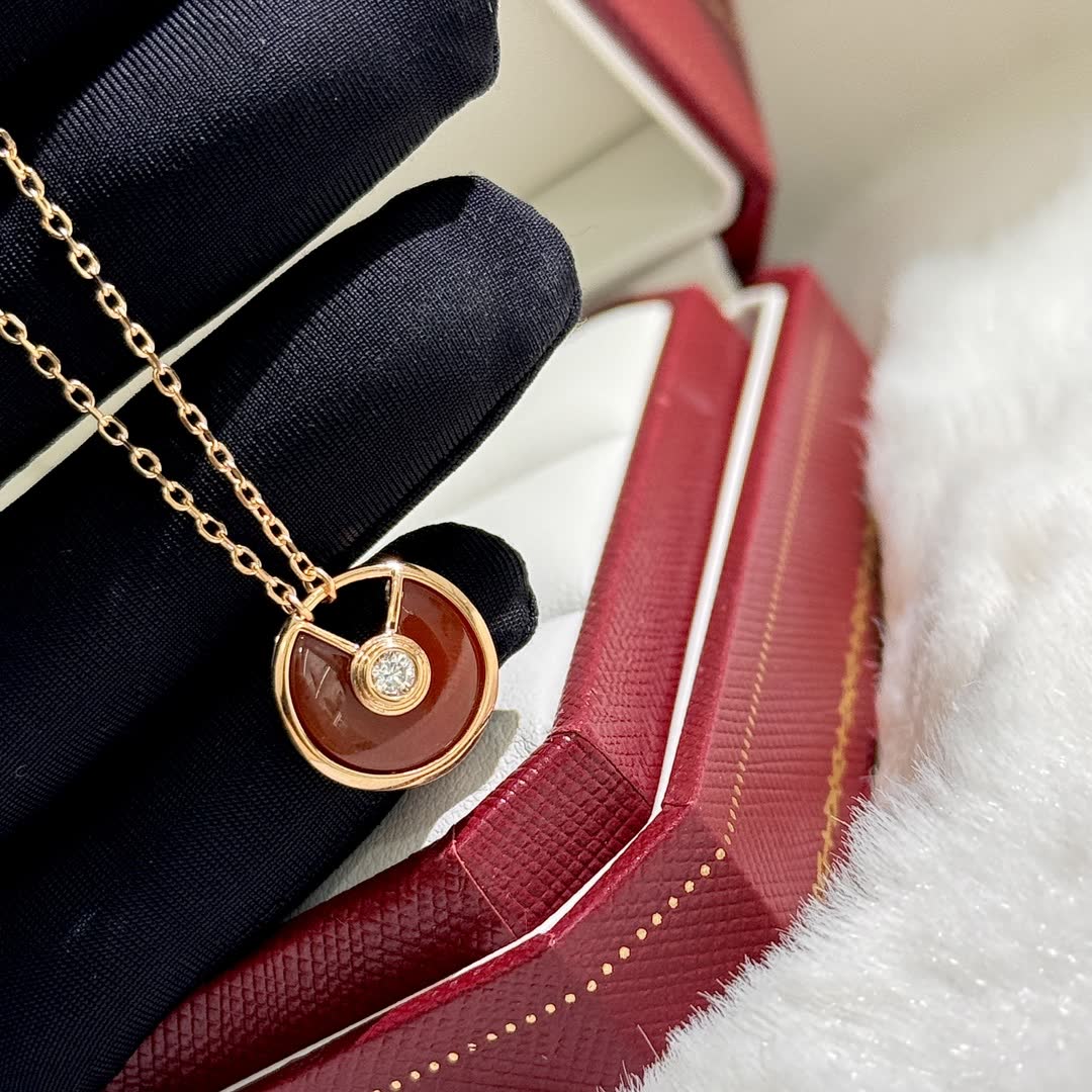 Cartier MOMA Red Agate and Diamond Pendant Necklace