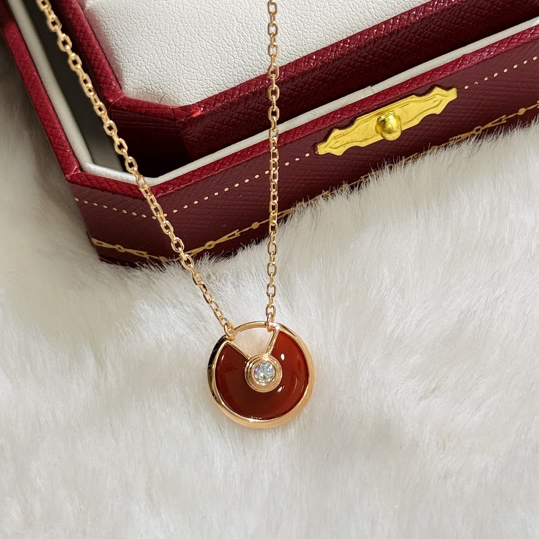 Cartier MOMA Red Agate and Diamond Pendant Necklace
