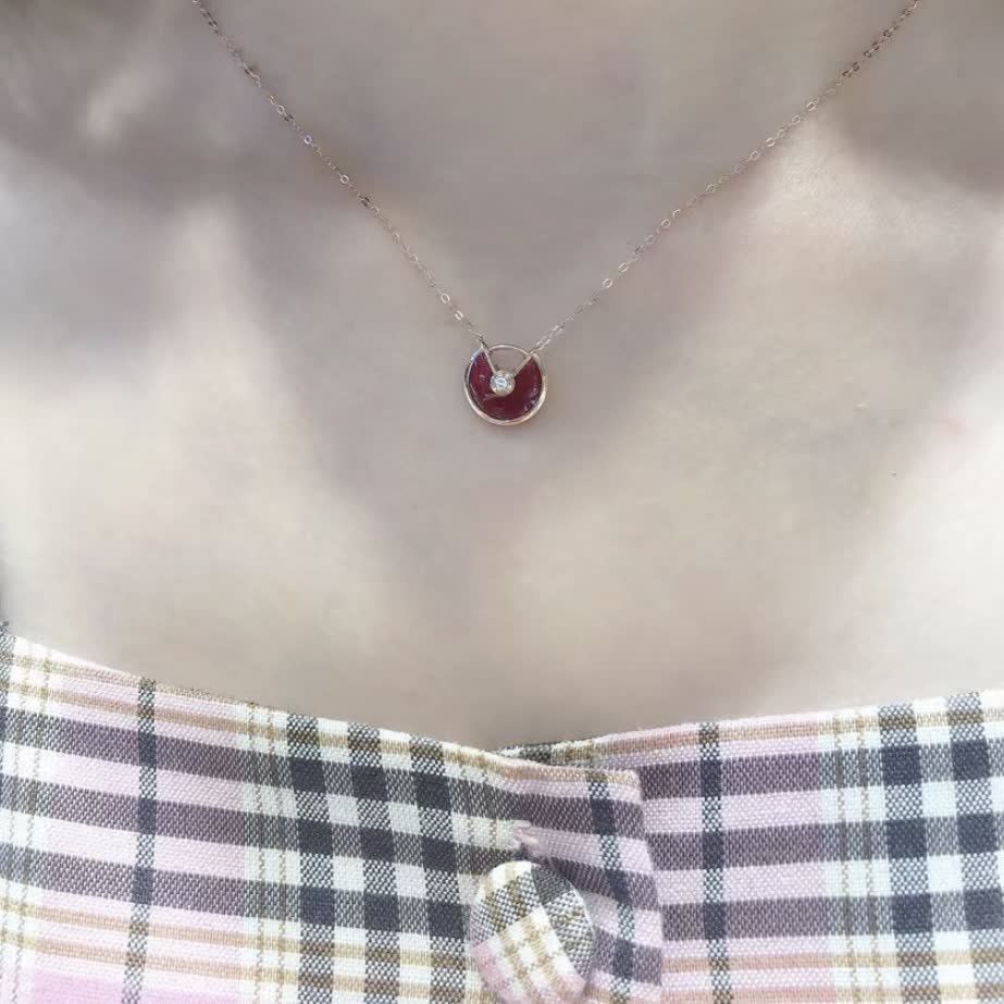 Cartier MOMA Red Agate and Diamond Pendant Necklace